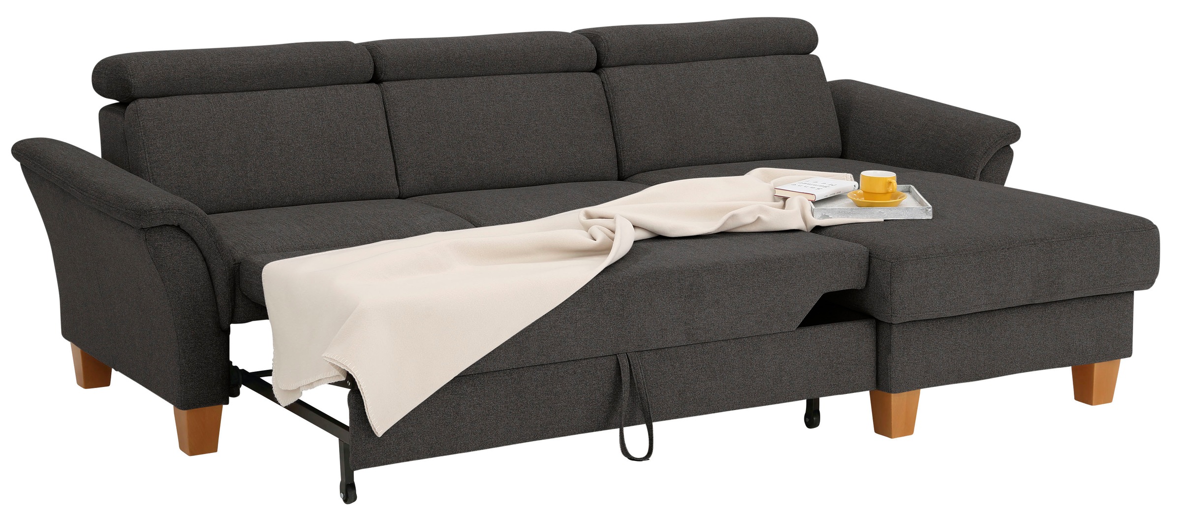 Home affaire Ecksofa »Conville L-Form«, Federkern, wahlweise mit Bettfunktion und Bettkasten bzw. Stauraum