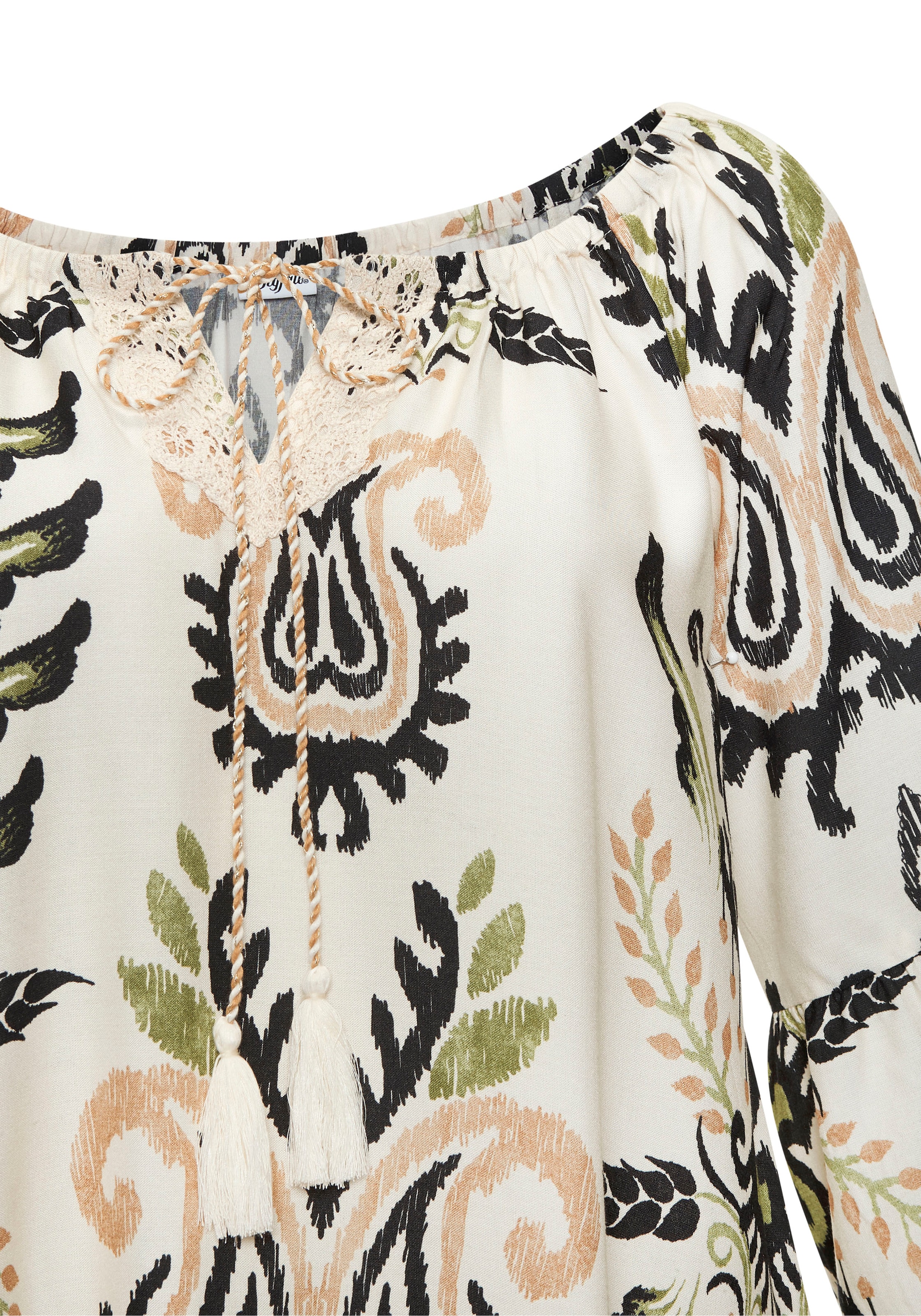Buffalo Carmenbluse, mit Alloverprint, Sommerbluse, Tunika, Blusenshirt