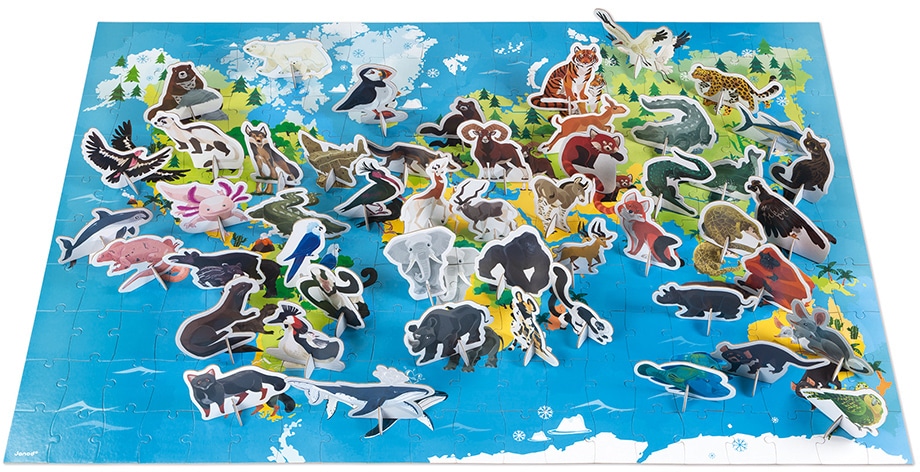 Janod Puzzle »Gefährdete Tiere«, mit Figuren