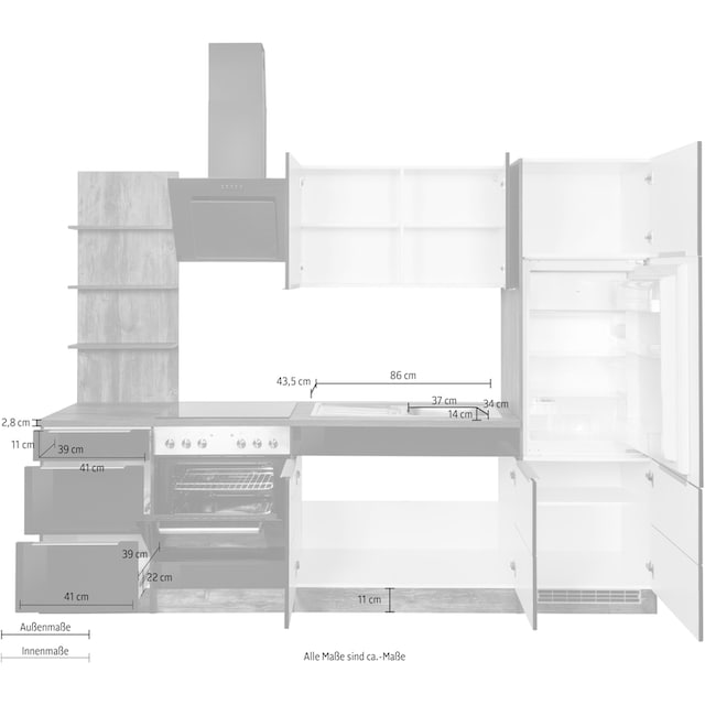 HELD MÖBEL Küchenzeile »Brindisi«, mit E-Geräten, Breite 270 cm online  bestellen