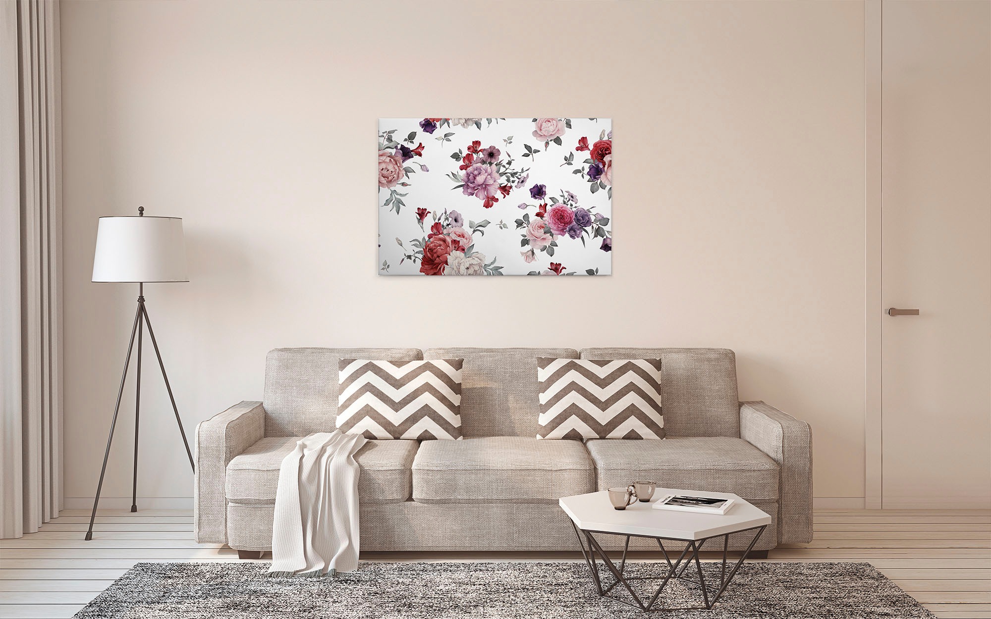 A.S. Création Leinwandbild »Flower Bouquet«, Kunst-Blumen-Kinder, (1 St.), Landhaus Keilrahmen Blumen Rosen Blümchen Leinwand-Bild Wohnzimmer
