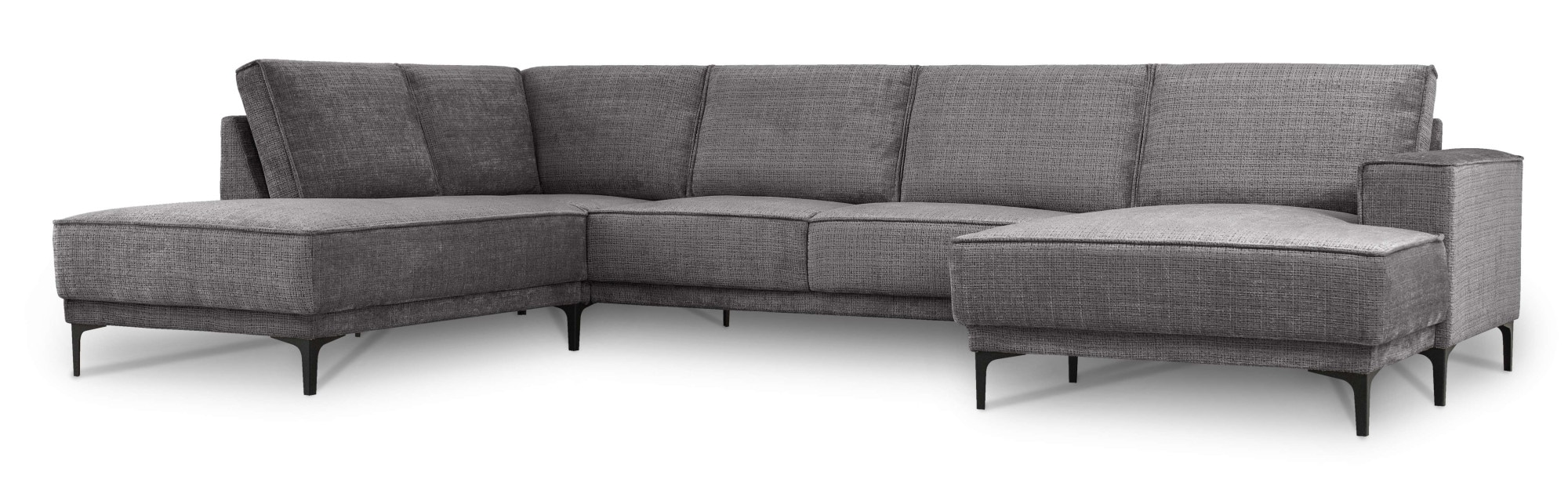 Places of Style Wohnlandschaft »XXL Sofa Oland, Struktur, Flachgewebe, Luxus-Microfaser, Boucle«, U-Form, 345 cm, Wellenunterfederung, Skandi-Design, Metallfüße