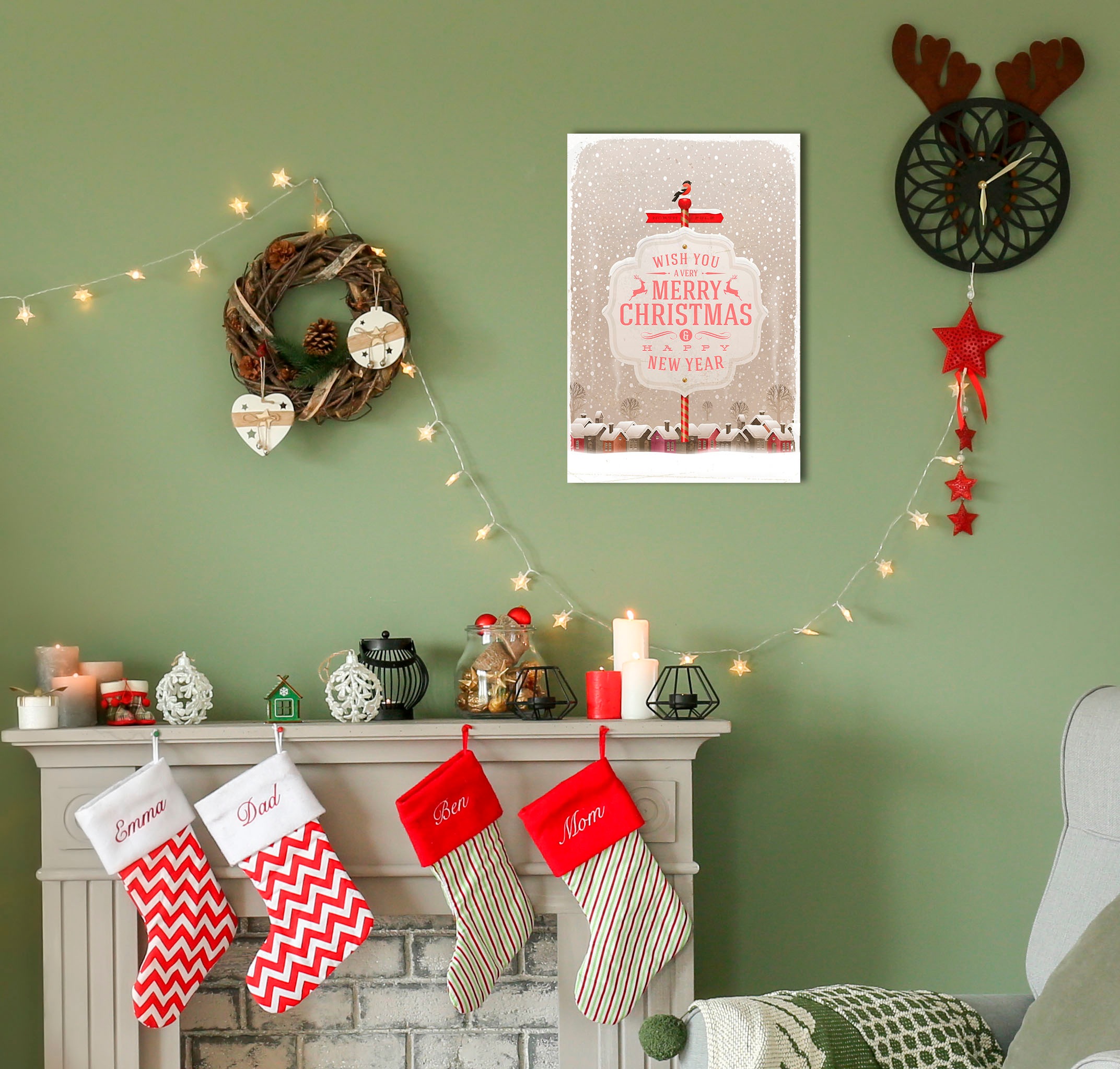 queence Metallbild »Very Merry Christmas« Schneeflocken   Schriftzug   Schr günstig online kaufen