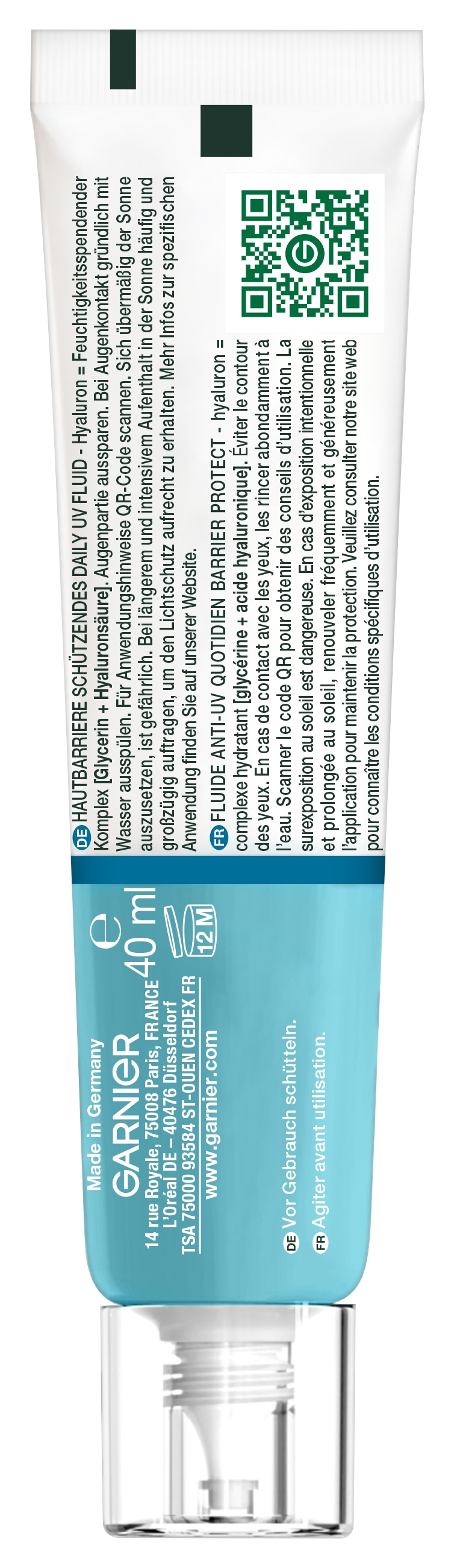 GARNIER Gesichtsfluid »Garnier Hyaluron Barrier Protect Daily UV Fluid LSF50+«