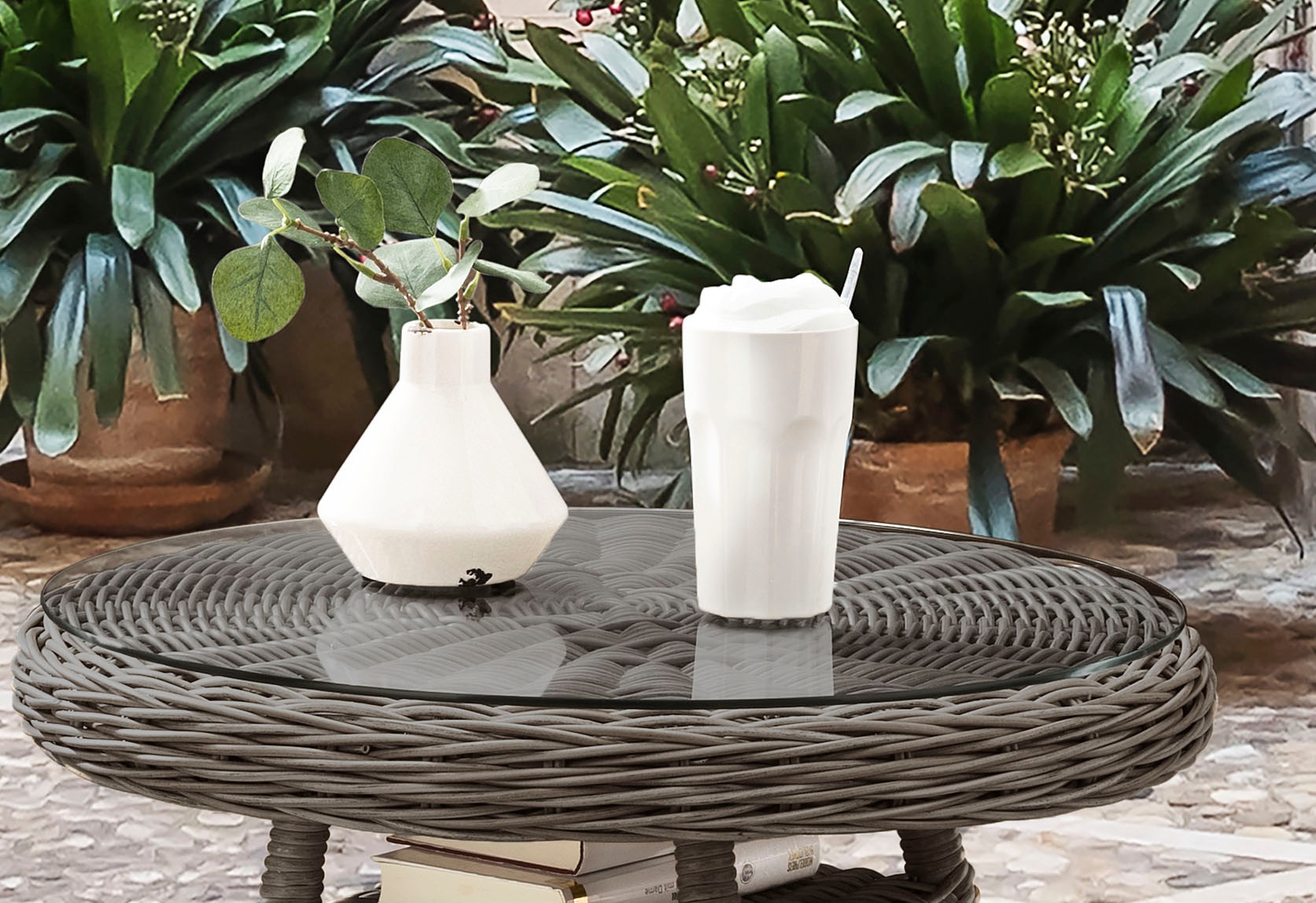 Destiny Gartentisch »MALAGA«, Ø: 60cm x H: 55cm, Aluminium, Polyrattan