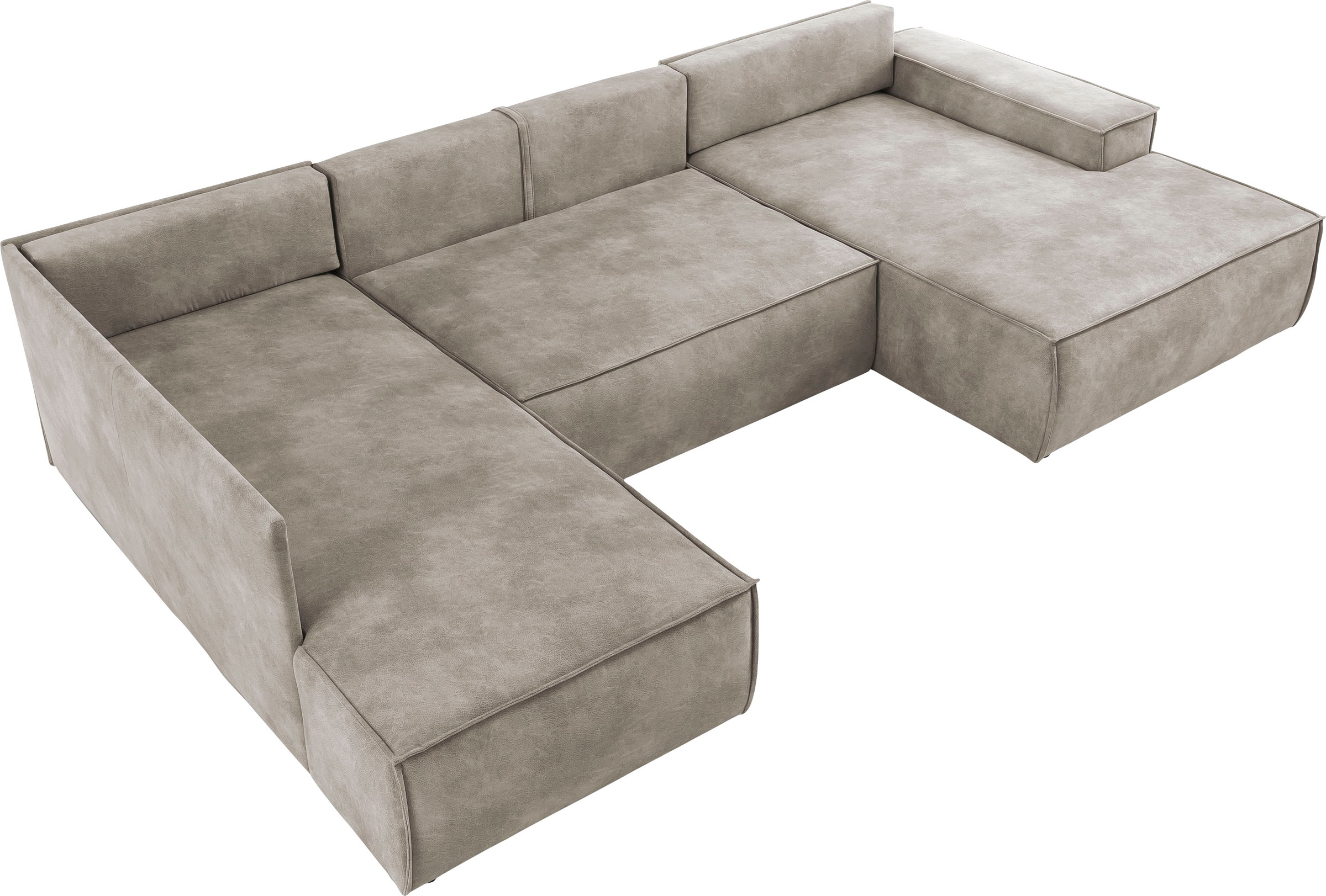 Home affaire Wohnlandschaft »SHERWOOD 329 cm, U-Form, Schlafsofa,«, Schlaffunktion m. Bettkasten (194x139 cm), Cord, Vintage, Samtvelours