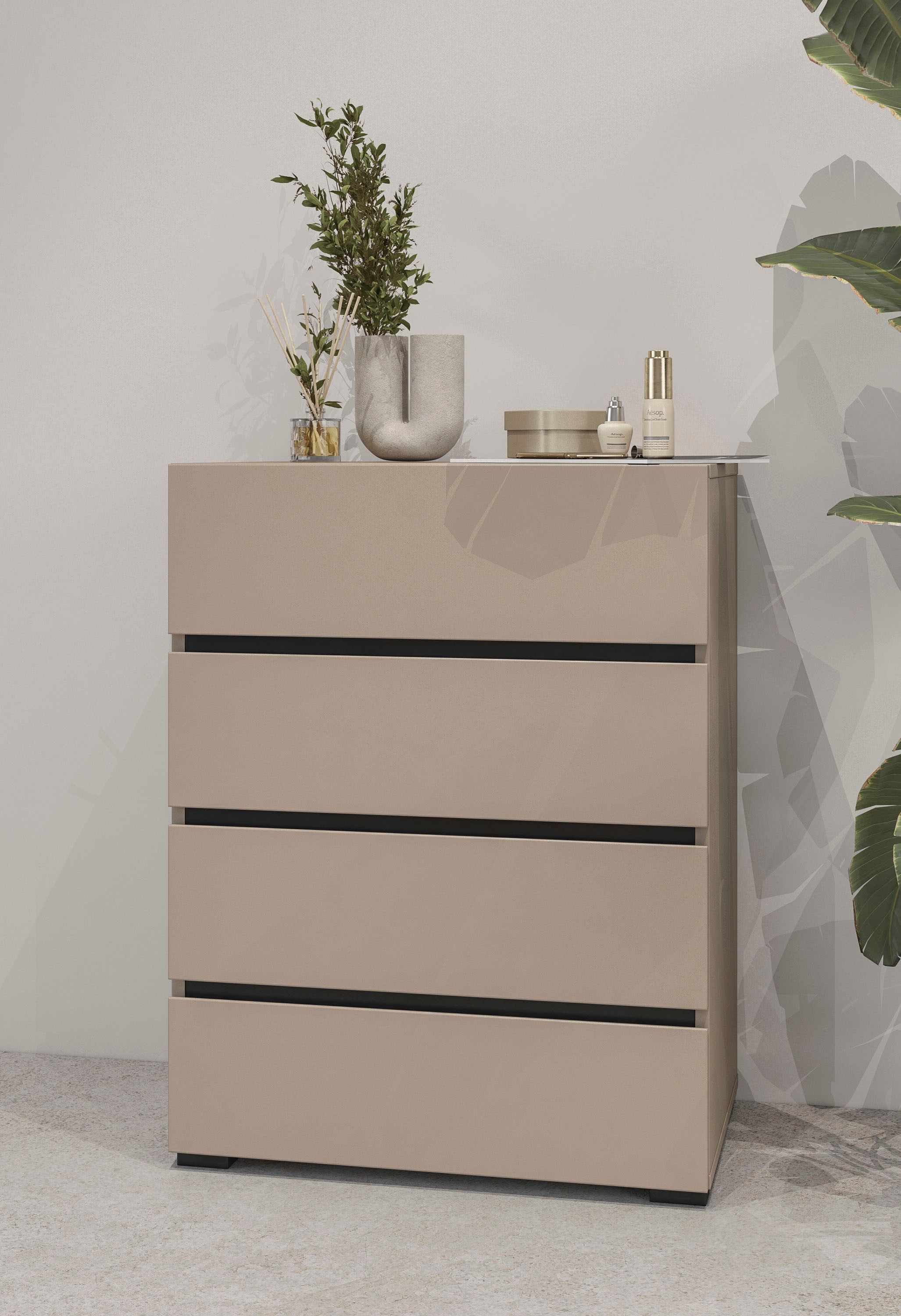 INOSIGN Kommode »Cross,Breite 60 cm, moderne grifflose Sideboard,4 Schubkästen«, Schubladenschrank mit viel Stauraum, Flur Highboard