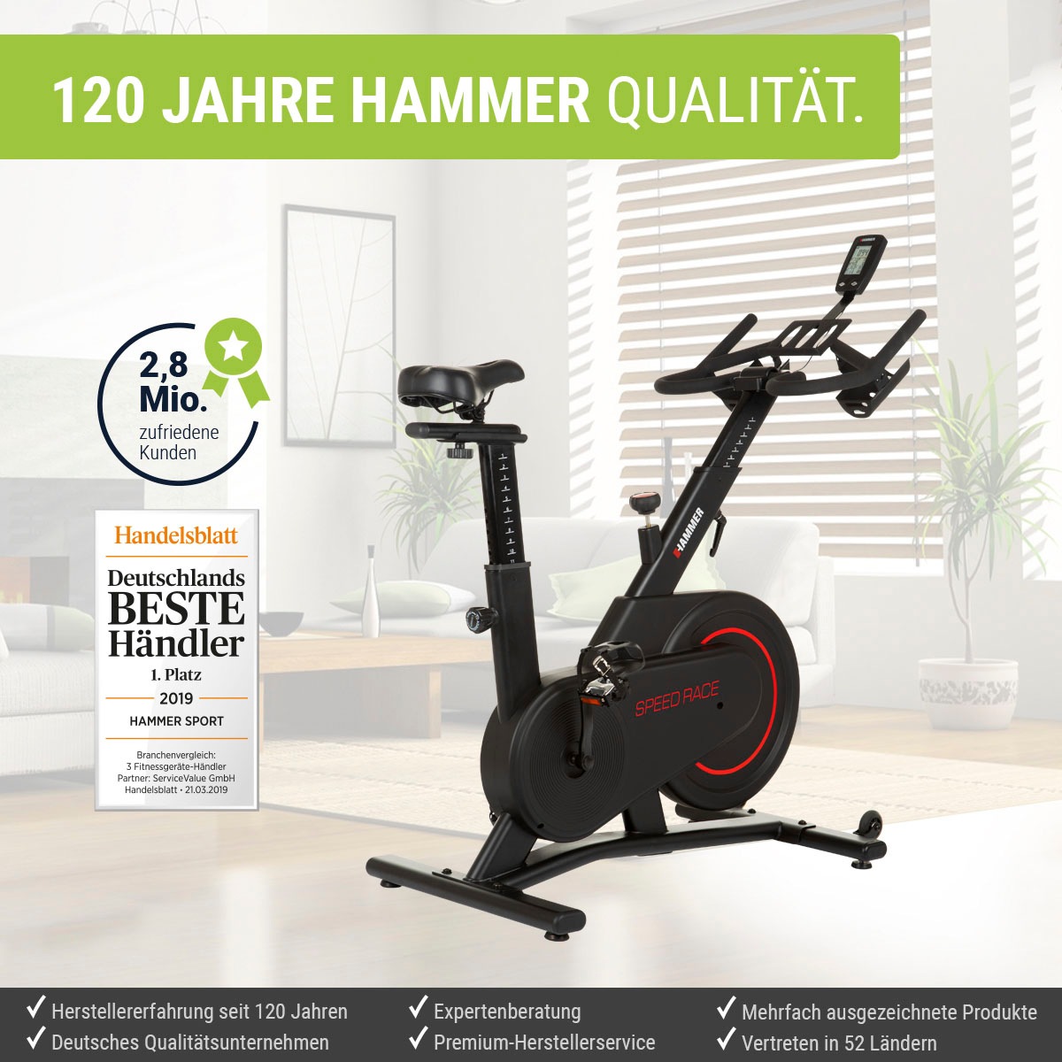 Hammer Speedbike »Race«, (Trainingscomputer mit LCD-Anzeige, Fitness-Apps per Smartphone/Tablet), Schwungmasse ca. 16 kg
