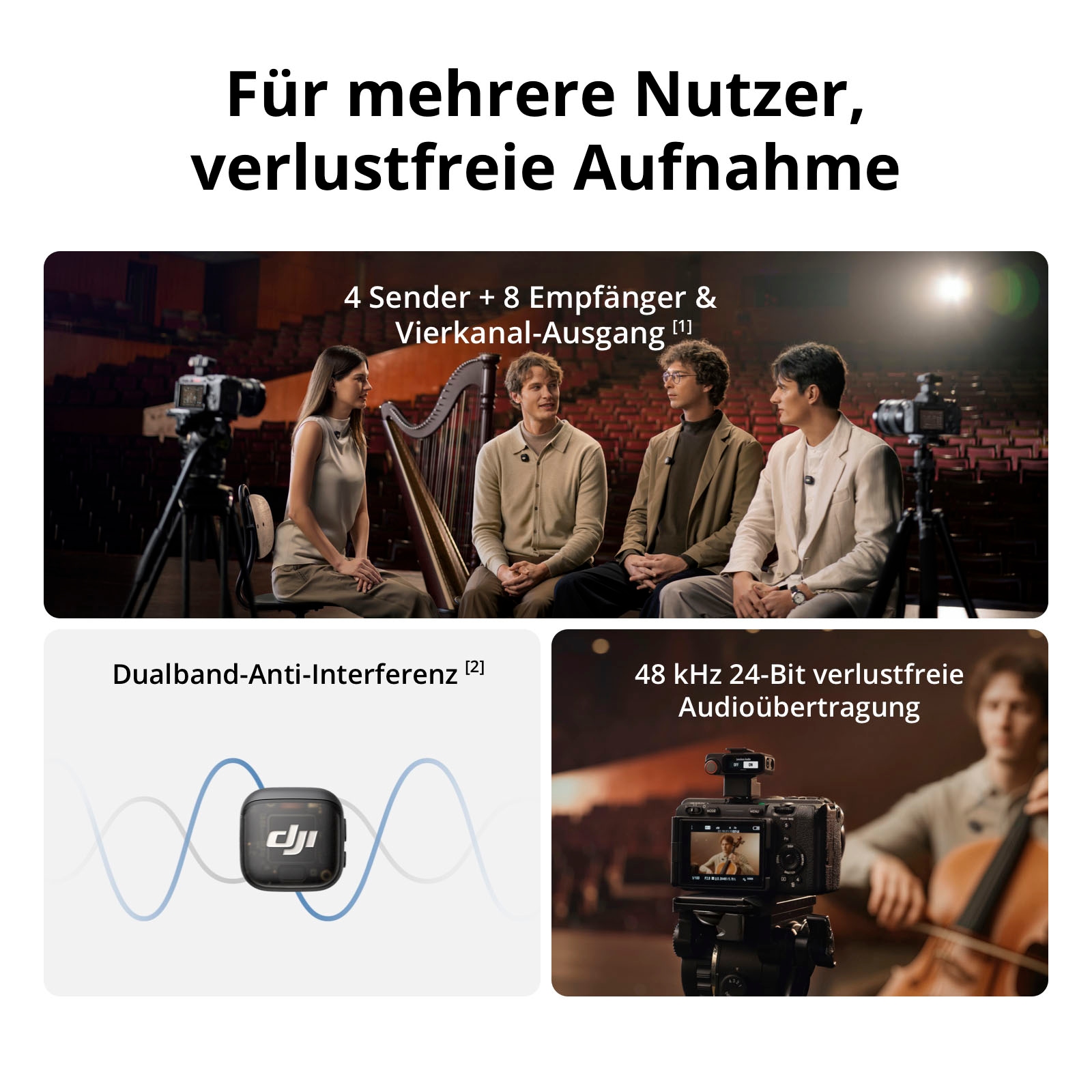 DJI Mikrofon »Mic 3 (2 Sender + 1 Empfänger + Ladeschale)«