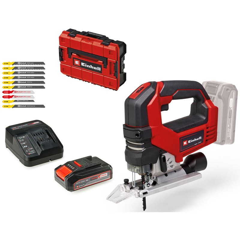 EINHELL Akku-Stichsäge »TP-JS 18/135 Set« mit Akku 18V/2, 5Ah und Ladegerät rot/schwarz Zuschaltbarer Pendelhub für schnelle Schnitte