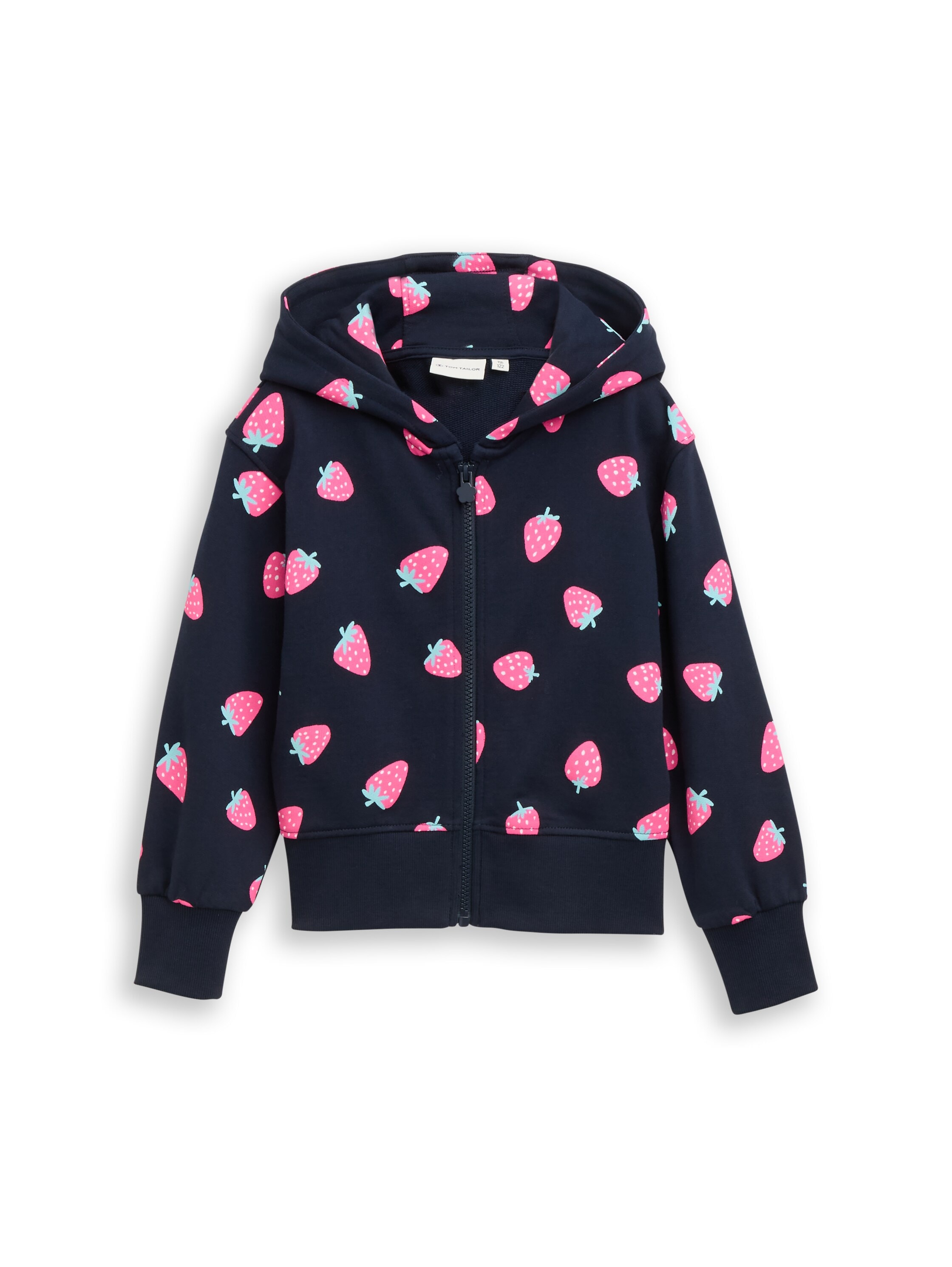 TOM TAILOR Kapuzensweatjacke mit Erdbeer-Allover-Print, für Girls