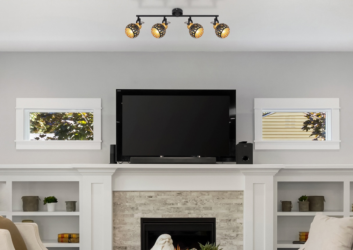 GLOBO LIGHTING Deckenspot »SARRA« E14 1 Stk. Schwarzer Strahler mit Golddekor und Lebensblume-Muster