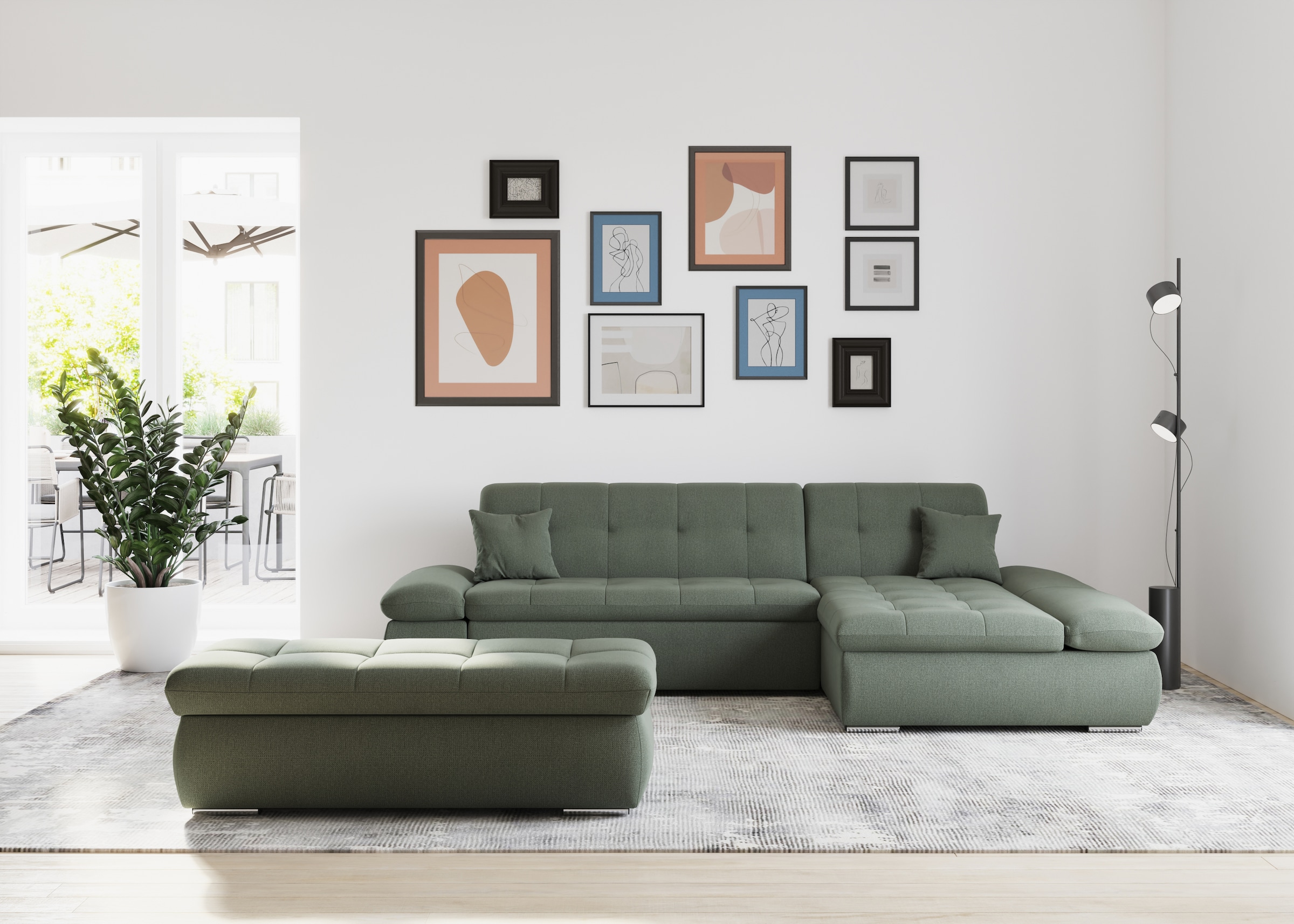 DOMO collection Ecksofa »Moric B/T/H 300/172/80 cm, auch in Cord, L-Form«, XXL-Format, wahlweise auch mit Bettfunktion und Armverstellung