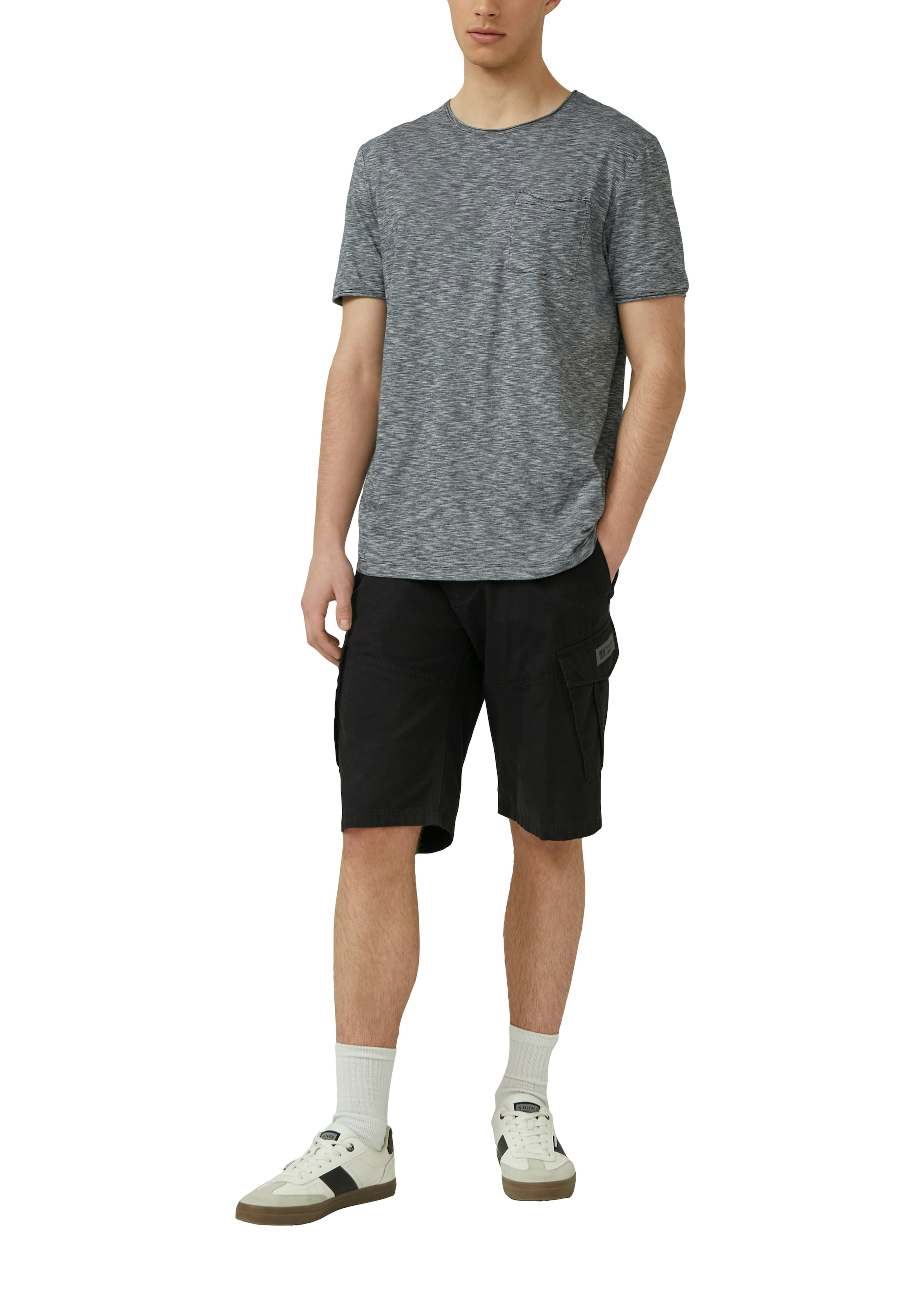 s.Oliver Kurzarmshirt Sommershirt meliert, mit Brusttasche
