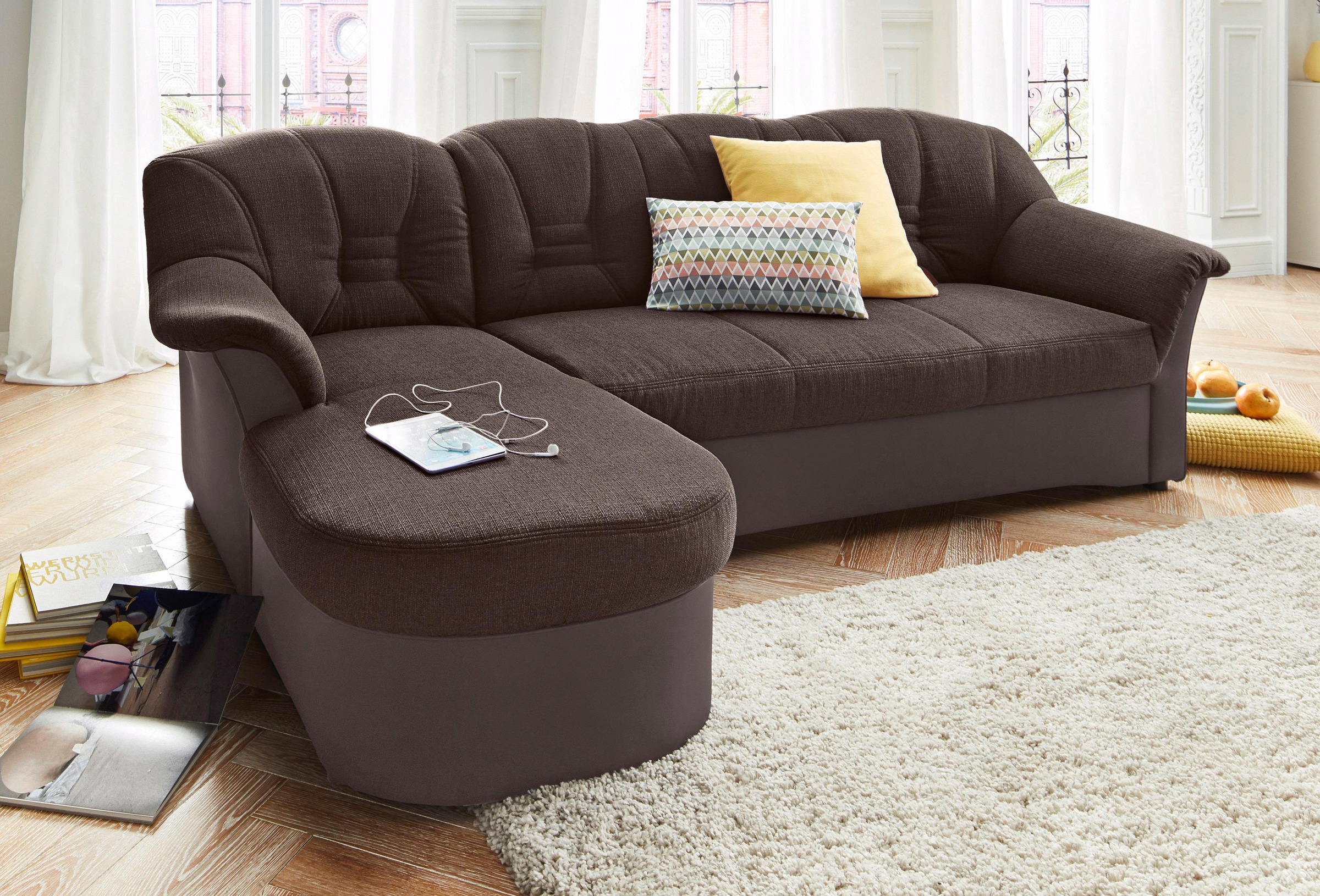 DOMO collection Ecksofa »Elva, zeitloses Design, elegante Rückensteppung, B günstig online kaufen