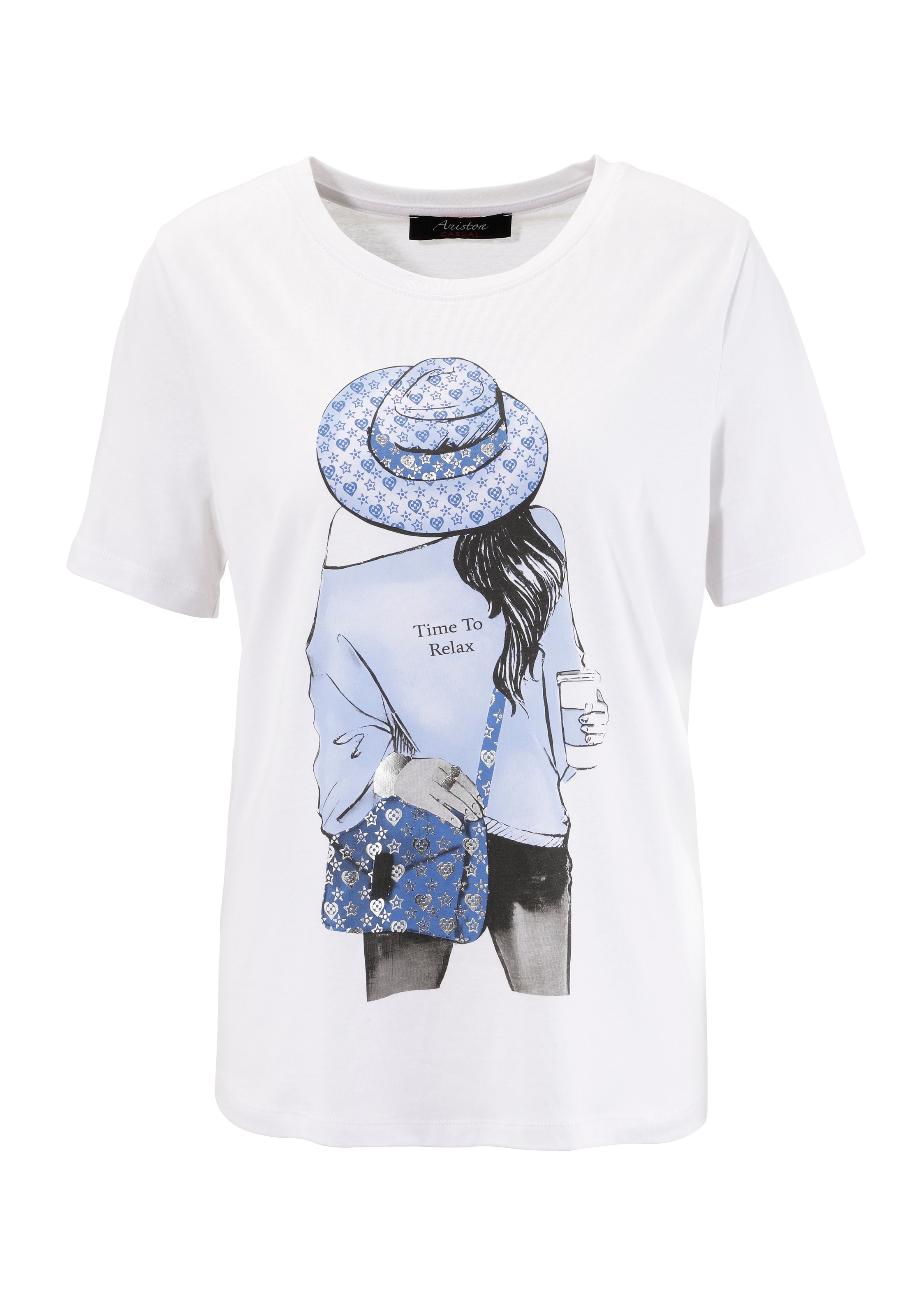 Aniston CASUAL T-Shirt mit silberfarbenem Folienprint verzierter Frontdruck