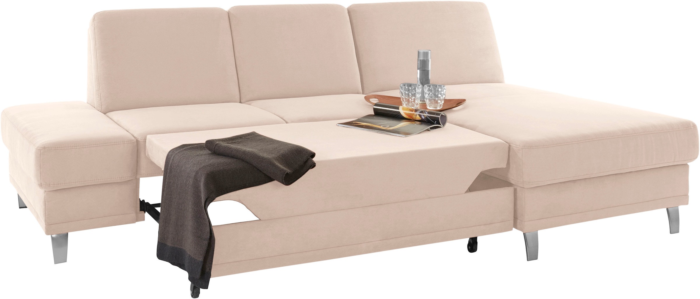 sit&more Ecksofa »Clio L-Form«, wahlweise mit Bettfunktion oder Vorziehsitz und Bettkasten, Federkern