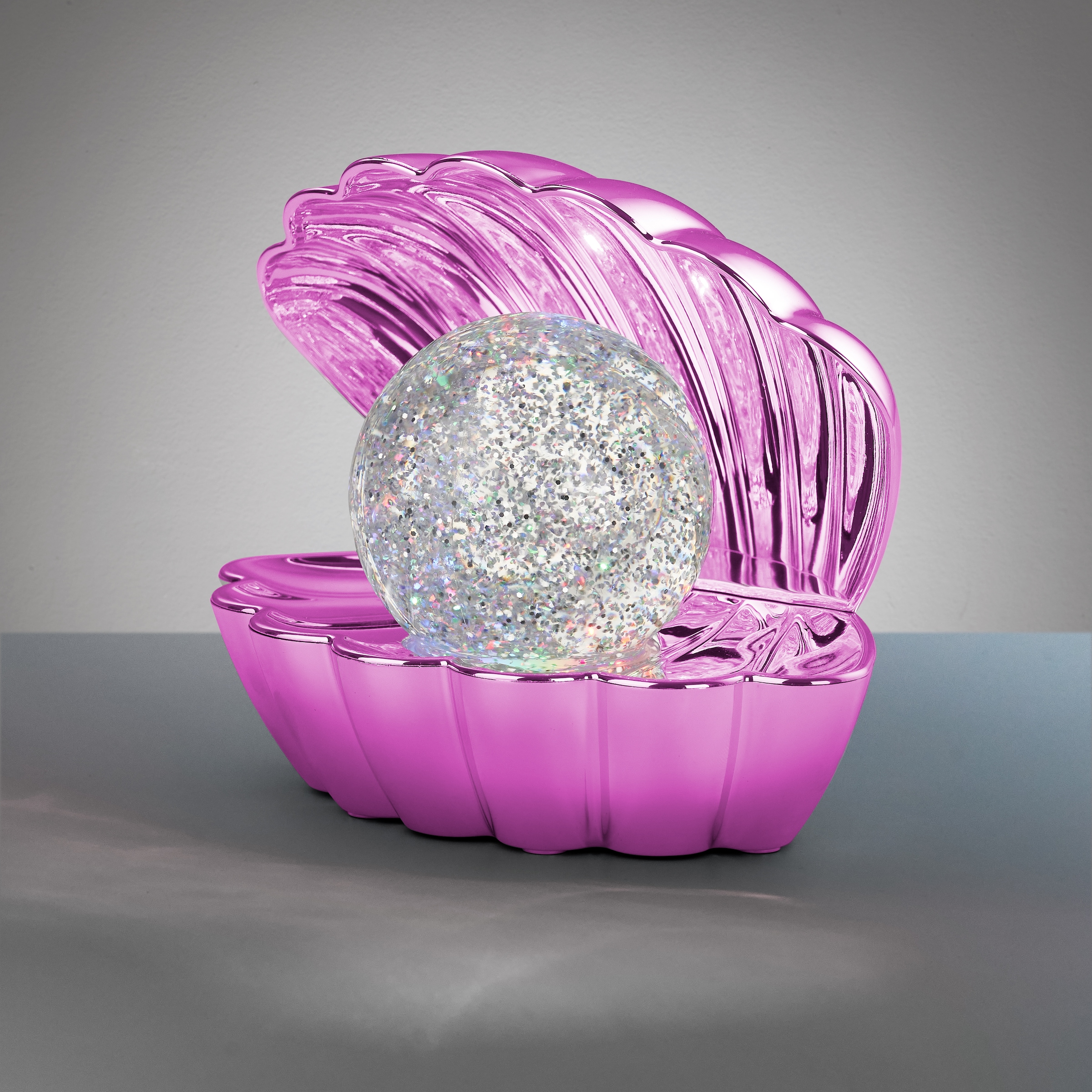 REALITY Leuchten LED Tischleuchte »SHELLY, Deko Tischlampe in Muschelform mit RGB Farbwechsel, 0,8W 15Lm« LED-Board 1 Stk. RGB Muschel Tischlampe mit Glitzerkugel und Farbwechsel inkl USB-Ladekabel