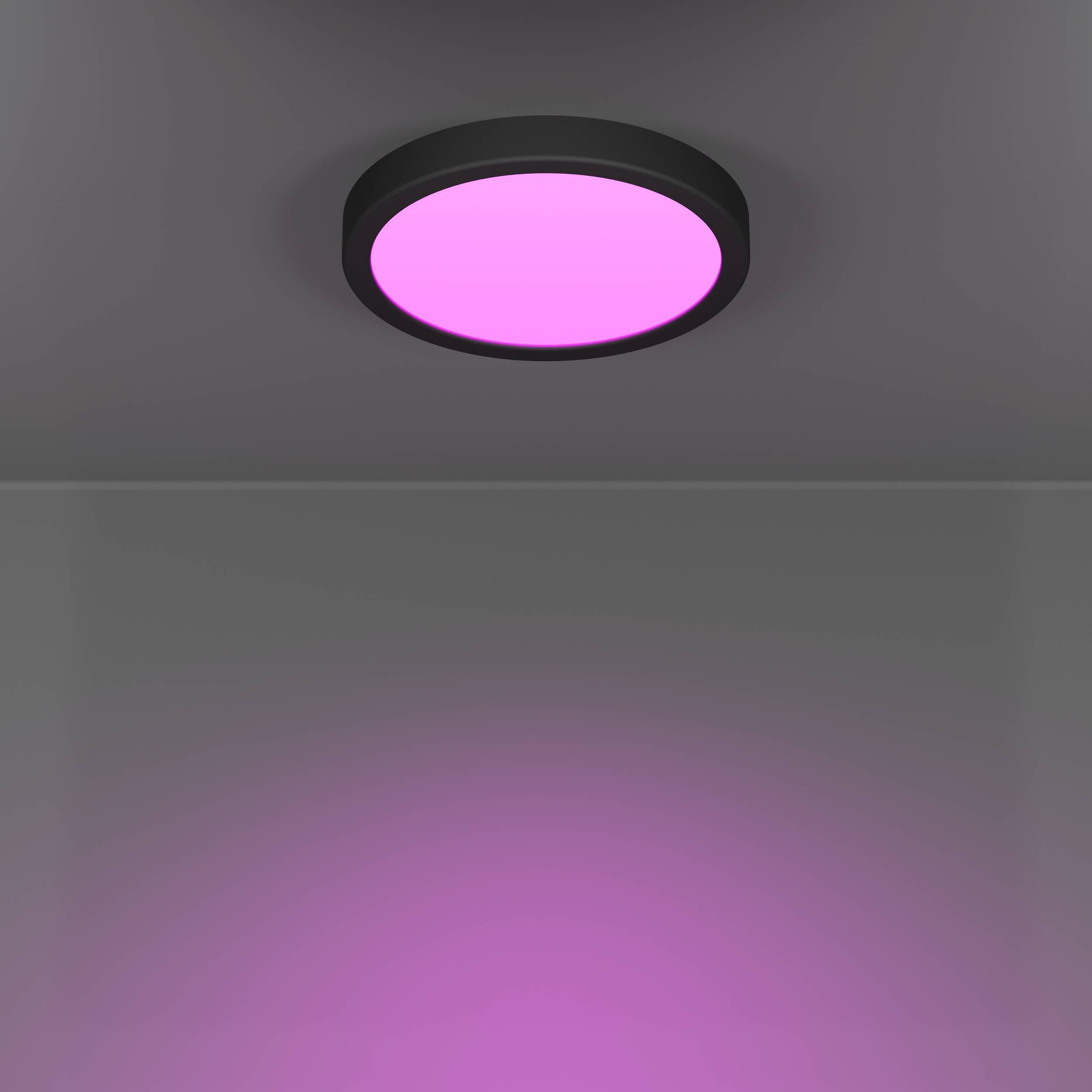 EGLO Aufbauleuchte »Fueva 6-Z Deckenlampe, ZigBee, App und Sprachsteuerung, Badlampe, IP44« LED-Modul 1 Stk. Kaltweiß | RGB Aufbauleuchte - H2,5 x Ø21,1 cm - schwarz - 11,2W inkl.