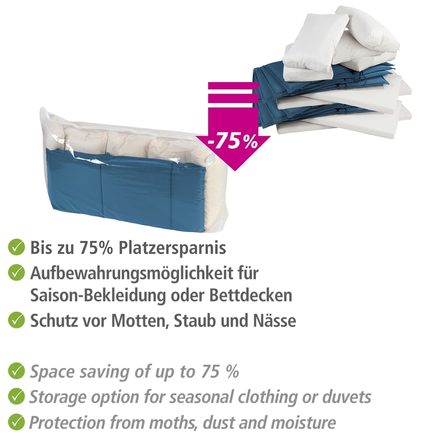 WENKO Vakuumierbeutel »Vakuum Jumbo Cube XXL«, extra großer Vakuumbeutel für Kleidung, Gartenpolster & Bettdecken