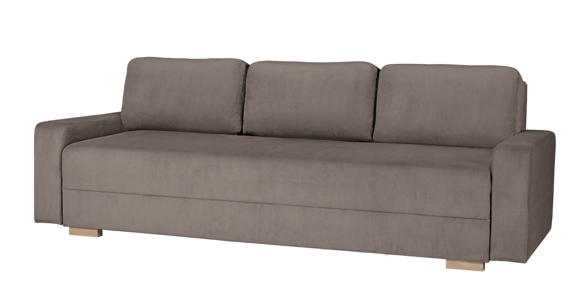 INOSIGN 3-Sitzer »SHERIDIAN Schlafsofa mit Bettkasten, in Feincord & Velvet«, mit Wellenunterfederung, moderne Bezüge, B/H/T 225/94/80