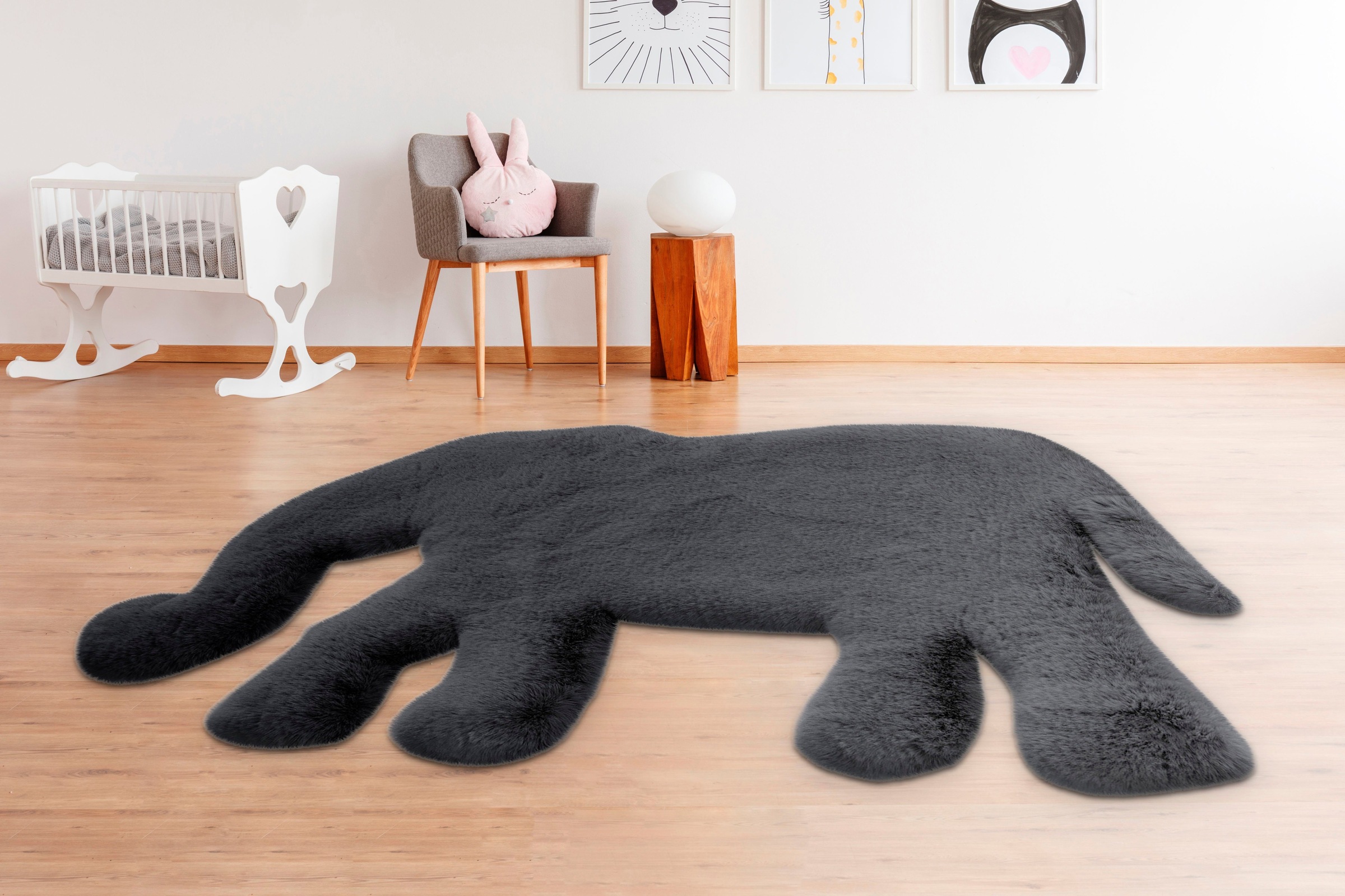 Lüttenhütt Kinderteppich »Elefant«, Motivform, weich und flauschig, einfarbig, idealer Teppich fürs Kinderzimmer