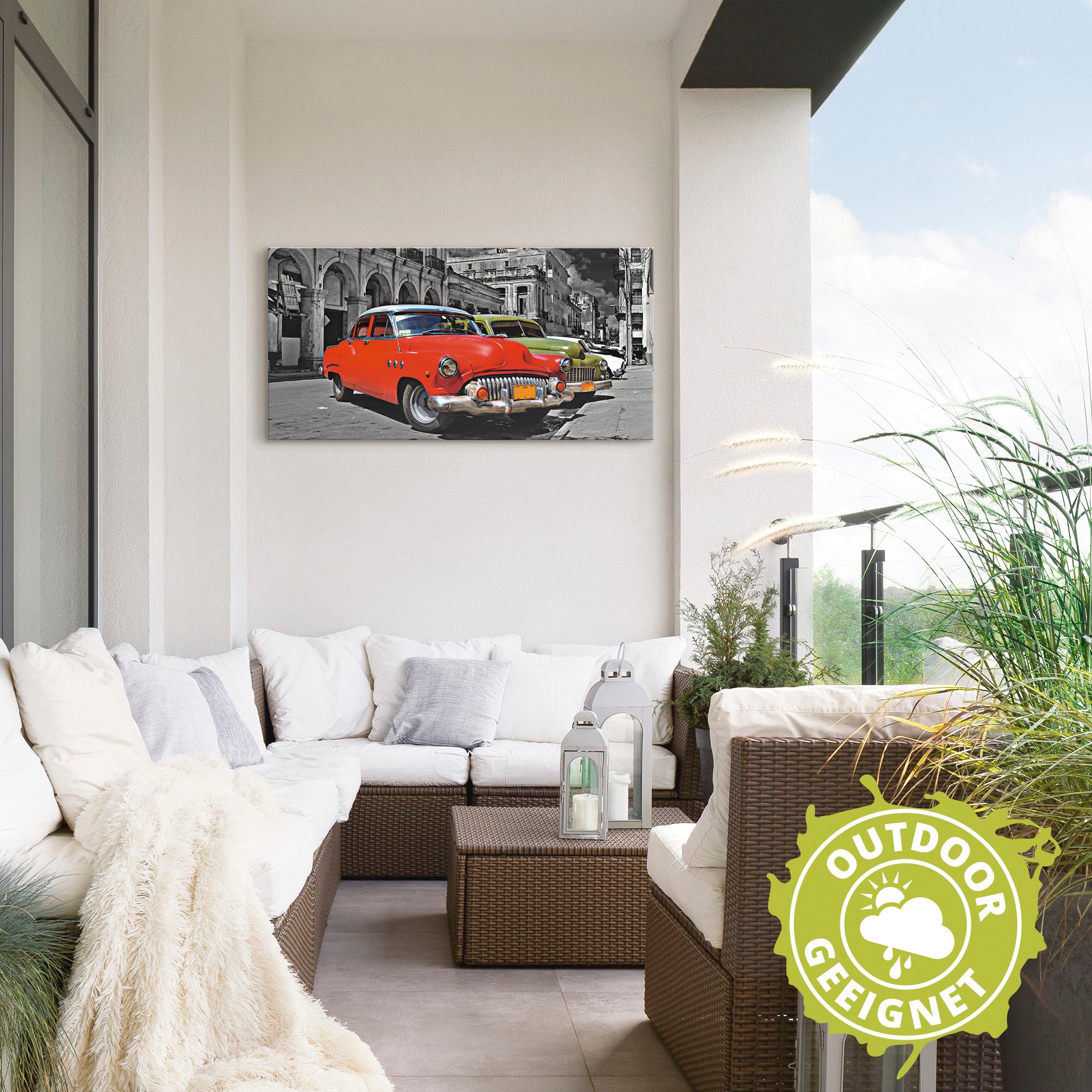Artland Wandbild »Ansicht von bunten Havanna Autos«, Auto, (1 St.), als Alubild, Outdoorbild, Leinwandbild, Wandaufkleber, versch. Größen