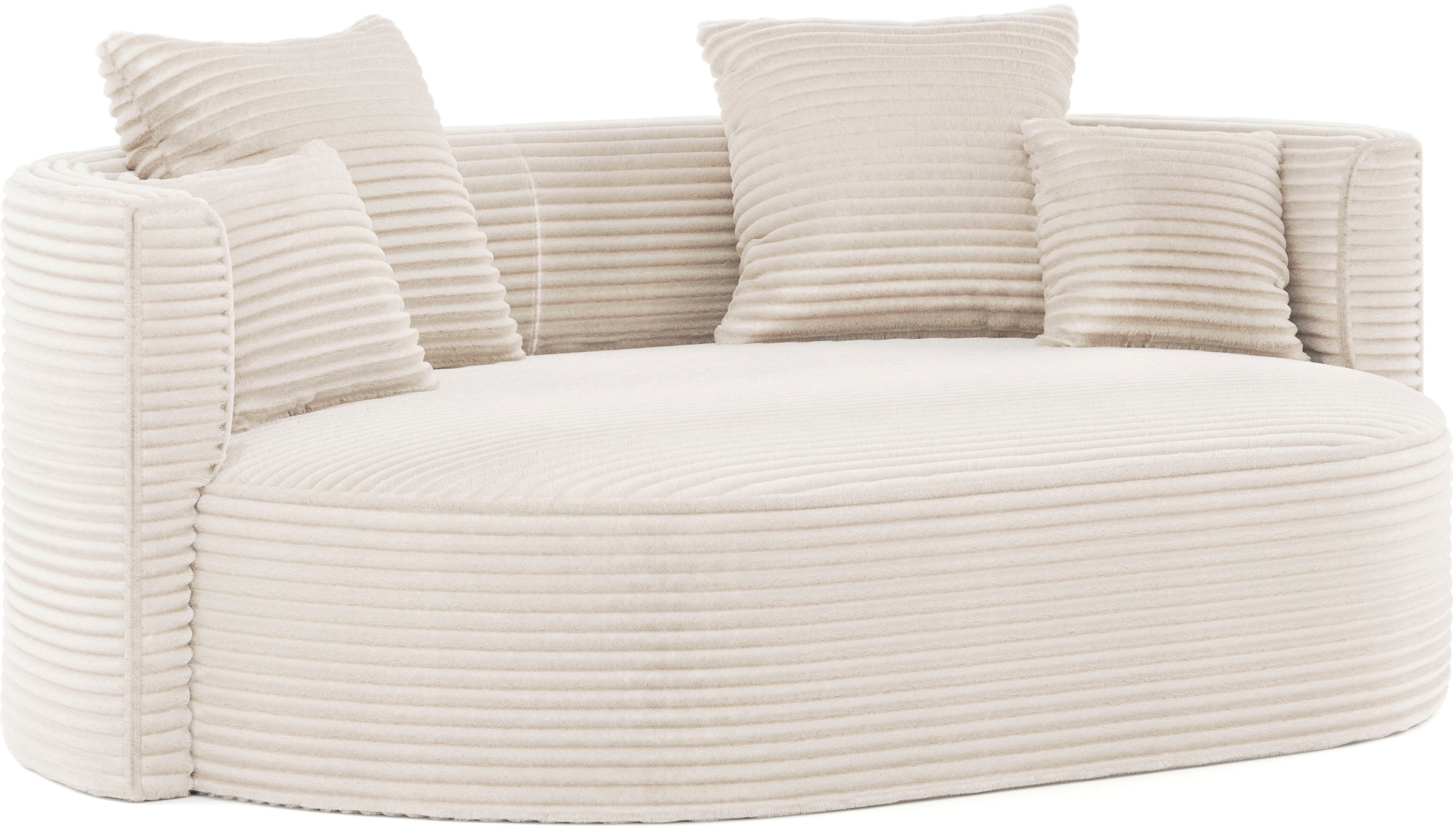 LeGer Home by Lena Gercke 2,5-Sitzer »ISALIE, rundes Loungesofa, mit Kissen, perfekt gepolstert«, moderne Stoffe, mit 4 Zierkissen, extra große Sitzfläche