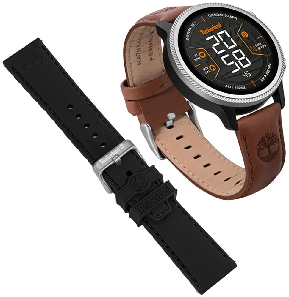 Timberland Smartwatch »TRAIL FORCE«, Armbanduhr, Herrenuhr, Lederarmband, Bluetooth, Trinkerinnerung)