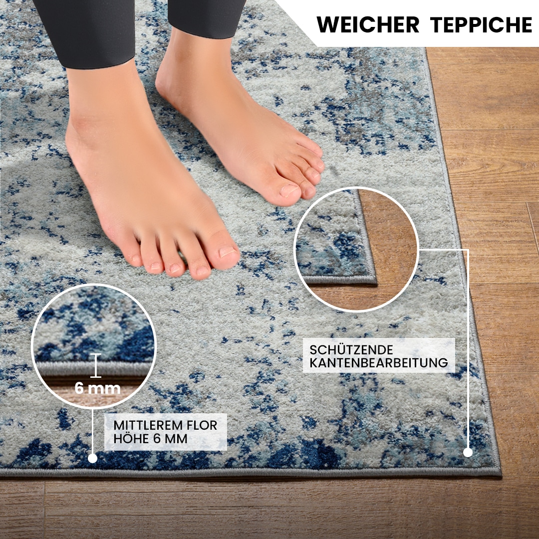 Livabliss Teppich »Abstract«, rund, 11 mm Höhe, Moderner Designerteppich in Marmor Optik, Kurzflor Wohnzimmerteppich