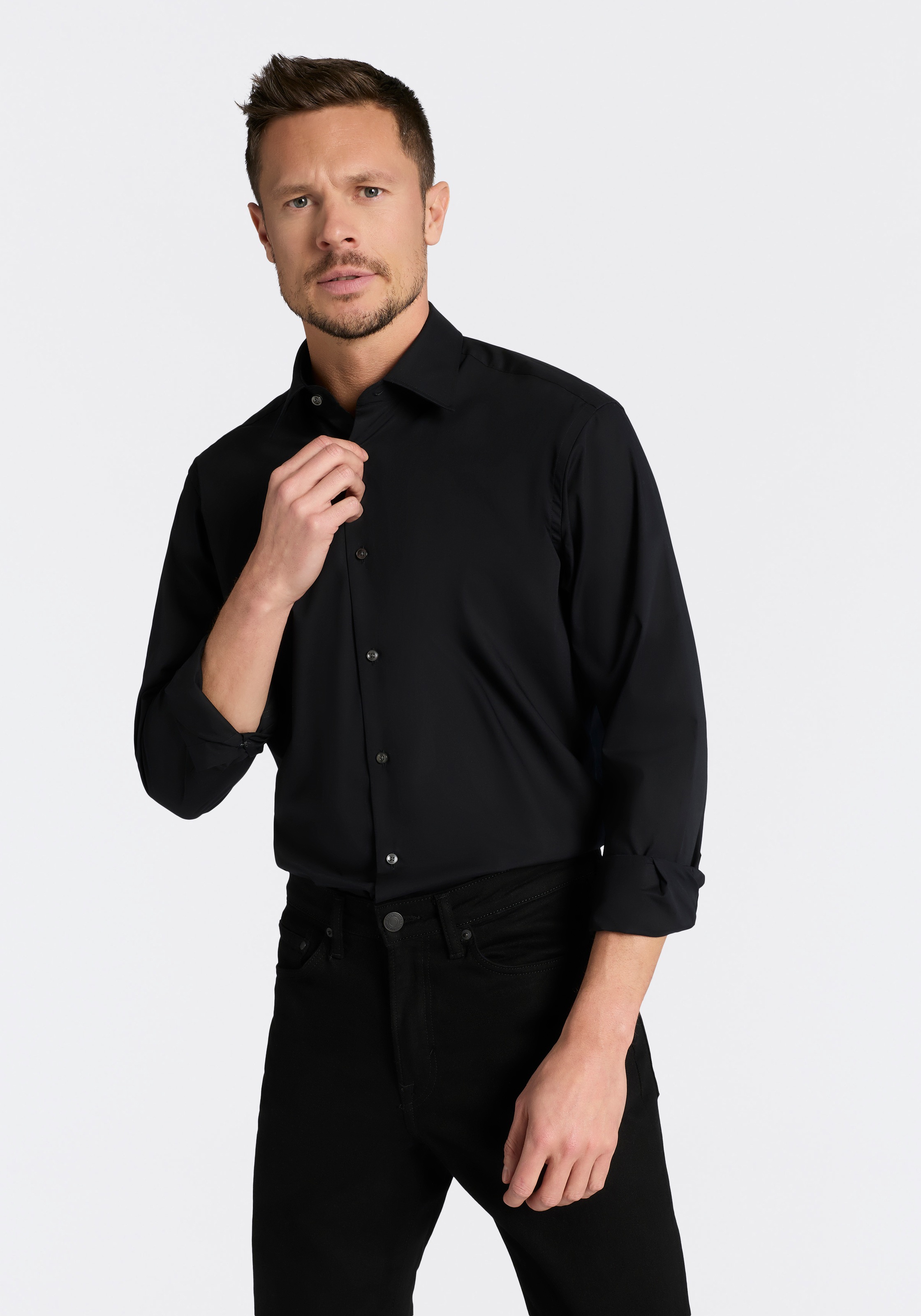 BOSS Businesshemd Kentkragen, Regular Fit, bügelleichte Qualität