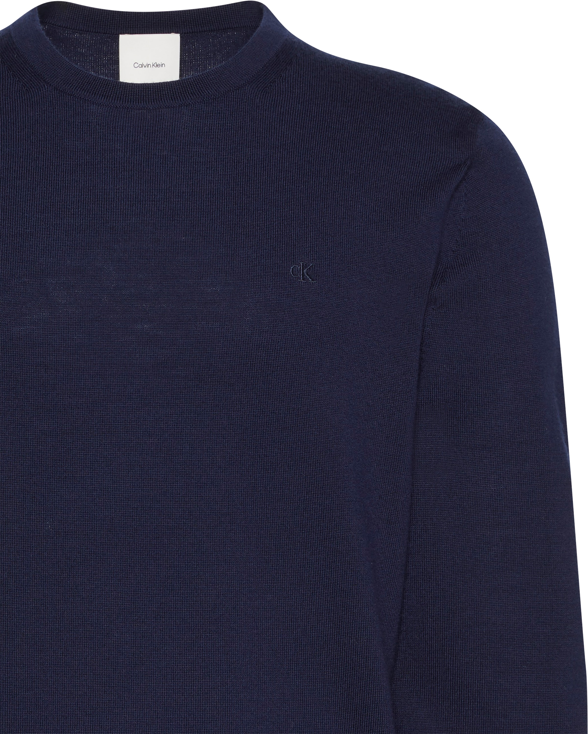 Calvin Klein Strickpullover »LS 100% MERINO CREW 14GG«, Mit Rundhalsausschnitt, regular fit