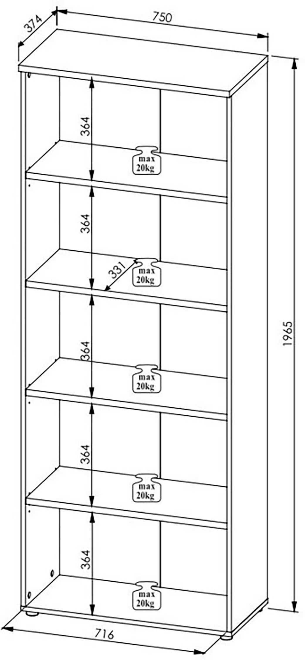 Innostyle Aktenschrank »Memphis Aktenregal, 75x197x38cm (B/H/T)«, (1 St.)