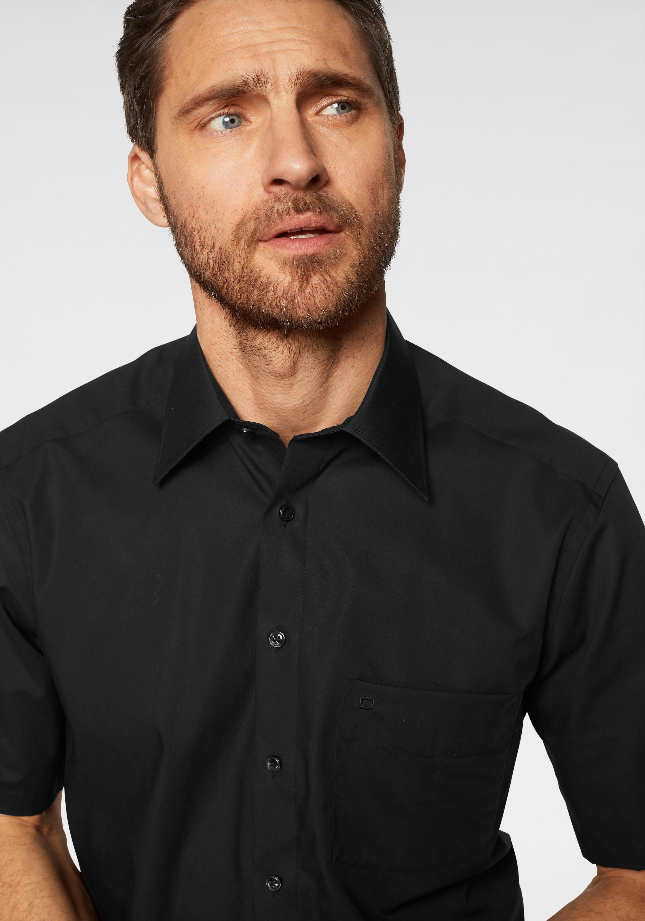 OLYMP Kurzarmhemd »Luxor comfort fit«, Kurzarmhemd mit Brusttasche, bügelfrei
