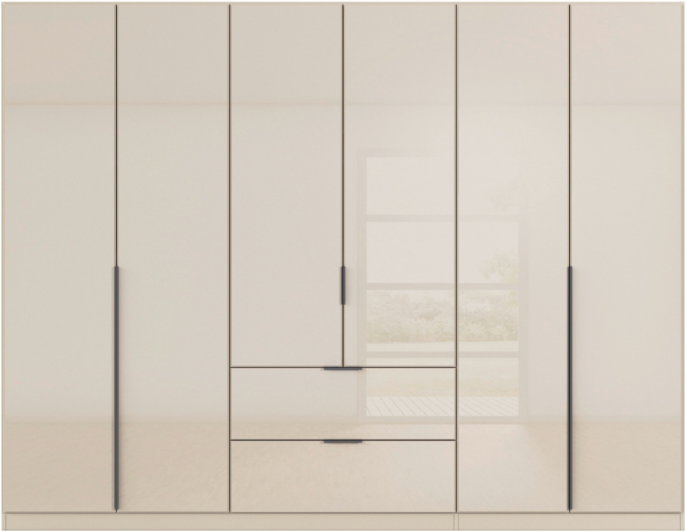 rauch Drehtürenschrank »Kleiderschrank Kleiderschränke Schrank Garderobe AGORDO mit Glasfront«, (in zwei Griff-Farben mit Glasfront), mit Außenschubkästen, in 6 Breiten und 2 Höhen MADE IN GERMANY