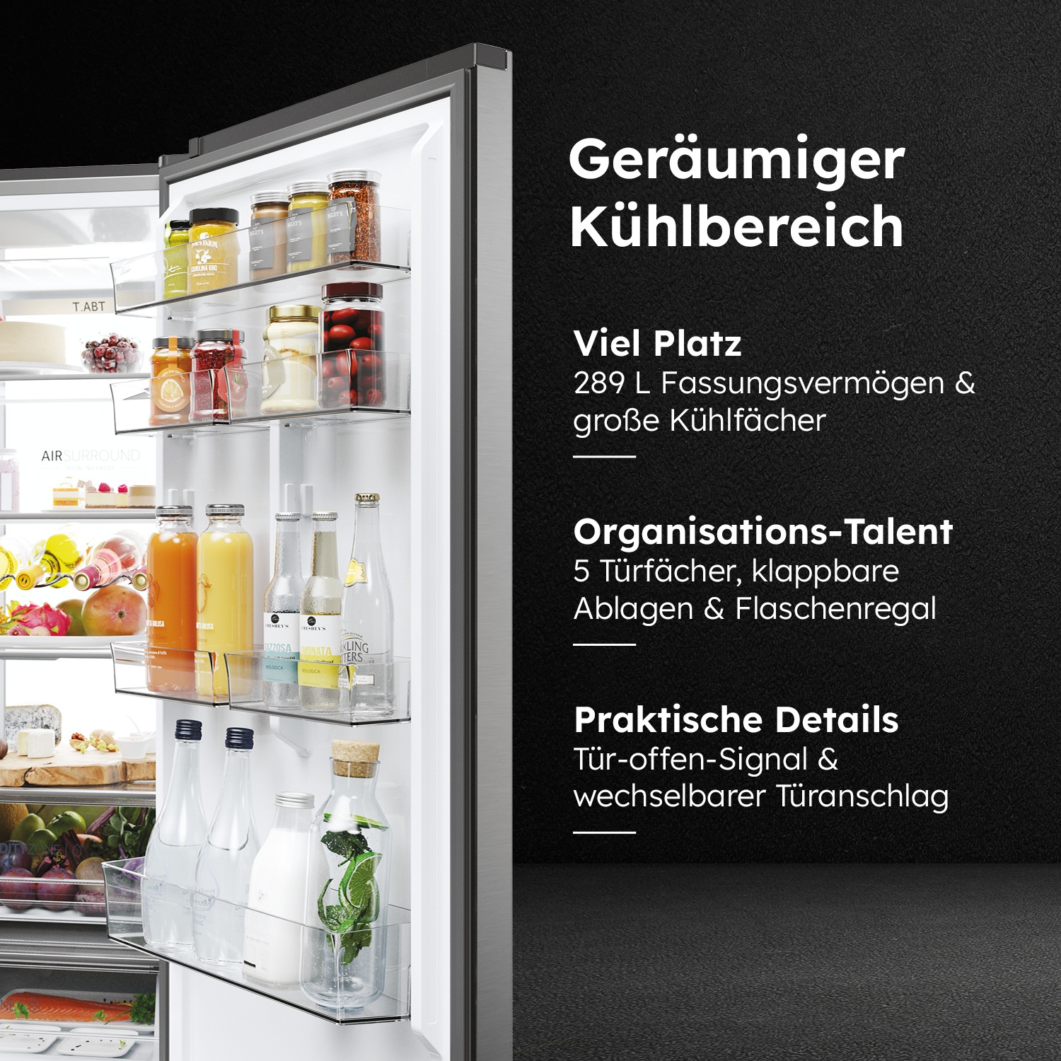 Haier Kühl-/Gefrierkombination 2D 60 SERIES 7 »HDPW7620ANPK«, Daylight: LED-Lichtsäule für optimale Sicht