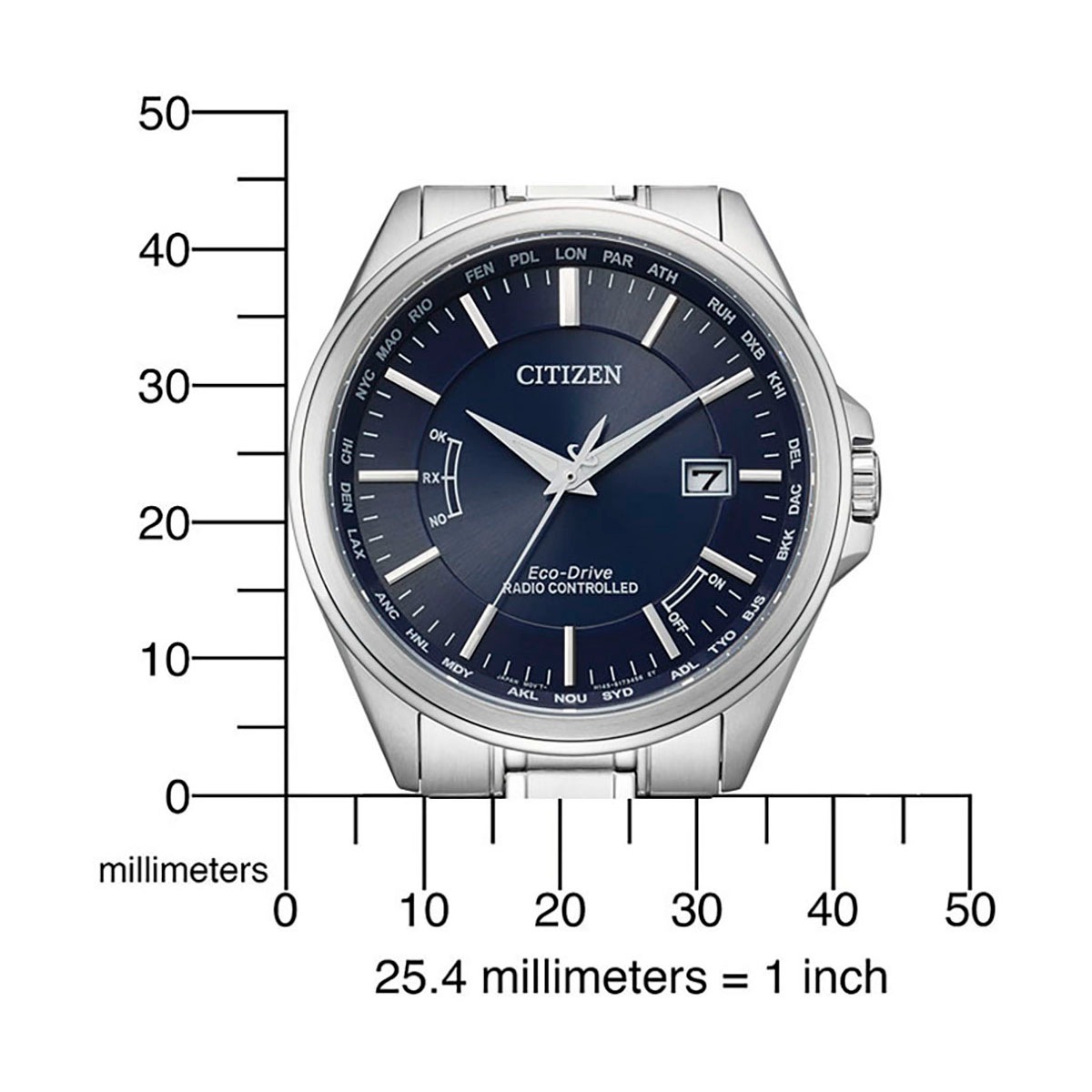 Citizen Funkuhr, Armbanduhr, Herrenuhr, Solar, Edelstahlarmband, Saphirglas, Datum