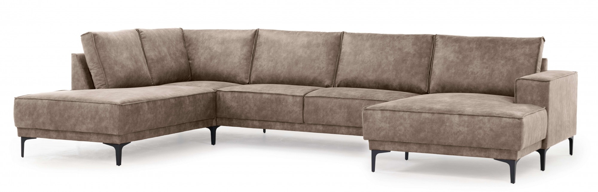 Places of Style Wohnlandschaft »XXL Sofa Oland, Struktur, Flachgewebe, Luxus-Microfaser, Boucle«, U-Form, 345 cm, Wellenunterfederung, Skandi-Design, Metallfüße