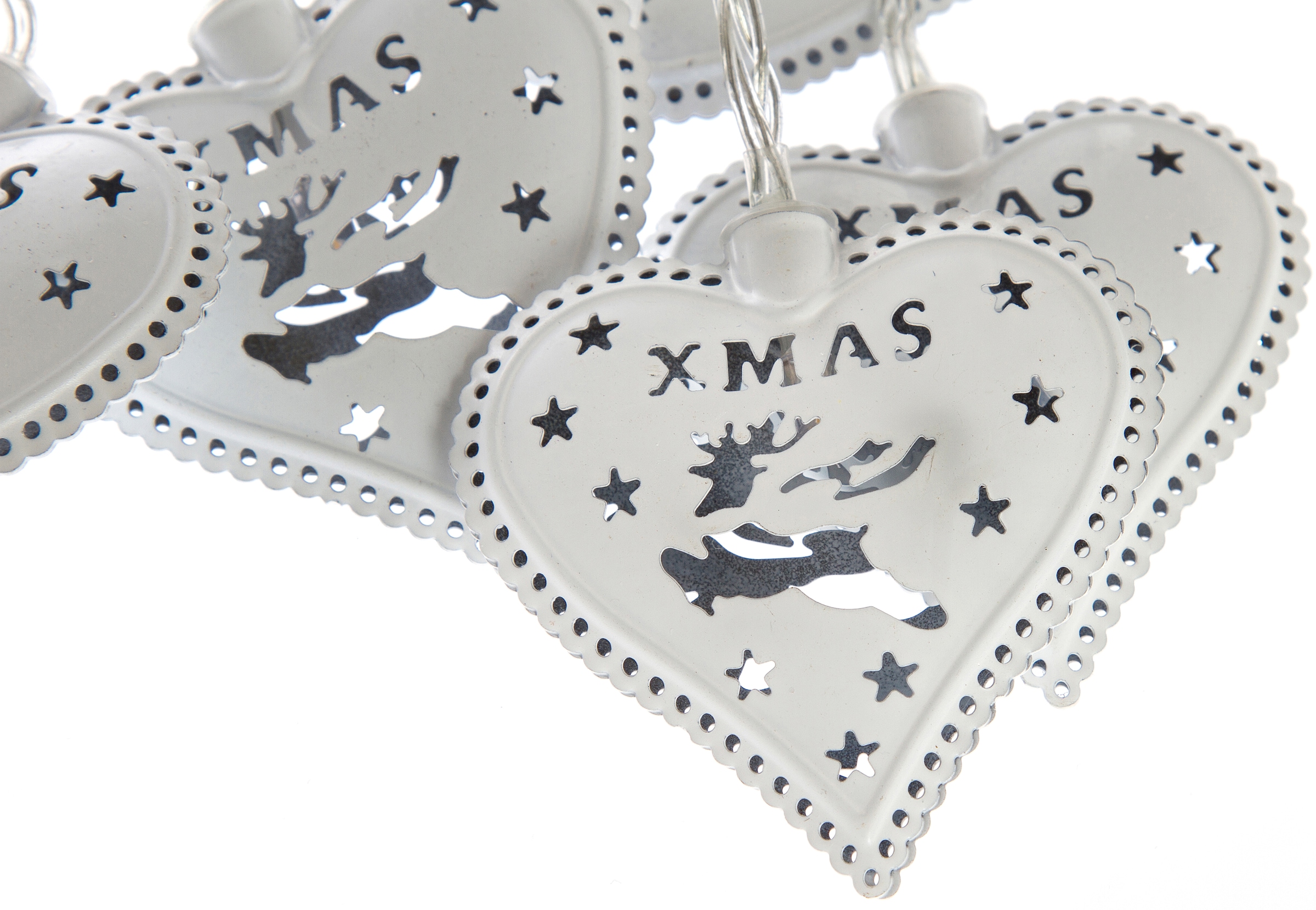 Myflair Möbel & Accessoires Dekoobjekt »Weihnachtsdeko mit 10 LEDs«, LED-Lichterkette mit Herzen und Rentiermotiv, Länge ca. 180 cm