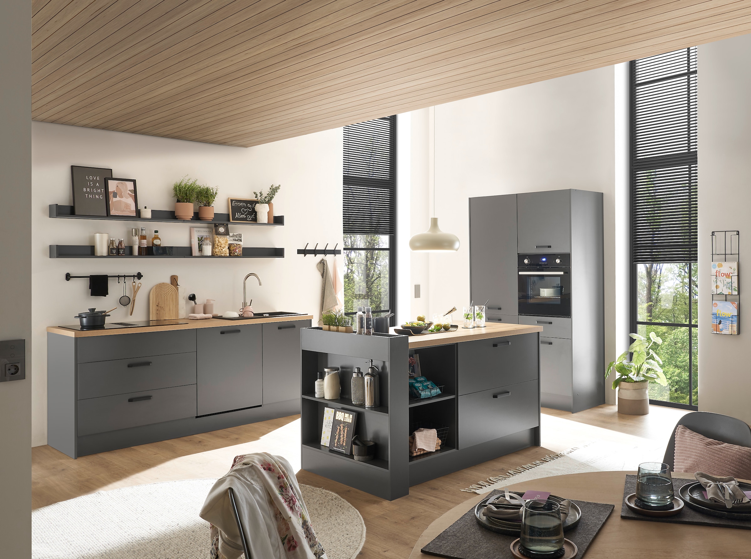 BASIC by Balculina Küchenzeile »Mykonos, Küchenzeile BxHxT 326x205x60«, Breite 326 cm, wahlweise mit E-Geräten, mit Softclose-Funktion