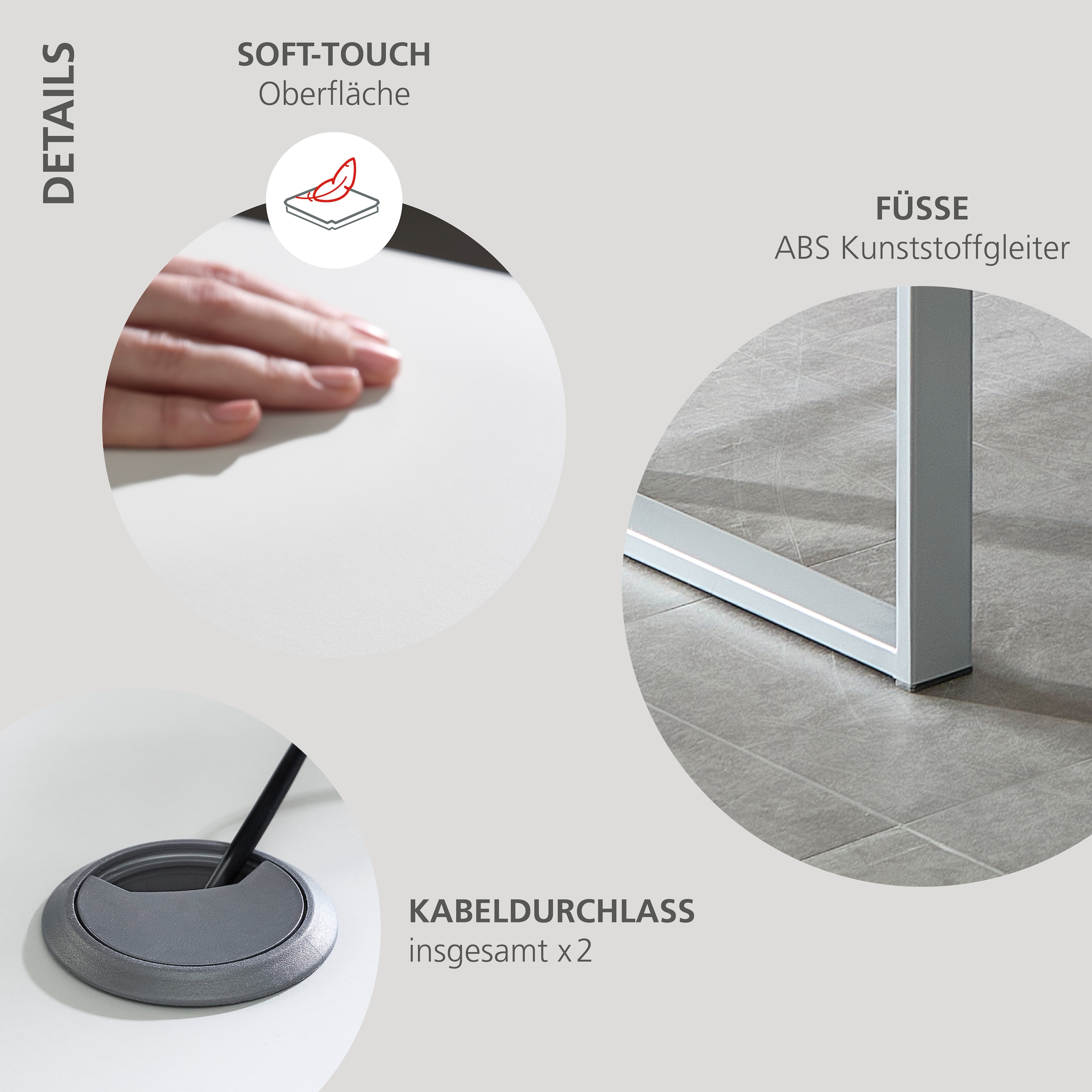 Innostyle Schreibtisch »Schreibtisch Santorin, 180/77/160 cm ( B/H/T)« 1 Stk. tlg. Tischplatten: kratzfest und wasserfest, 3 Schubladen, 2 Fächer