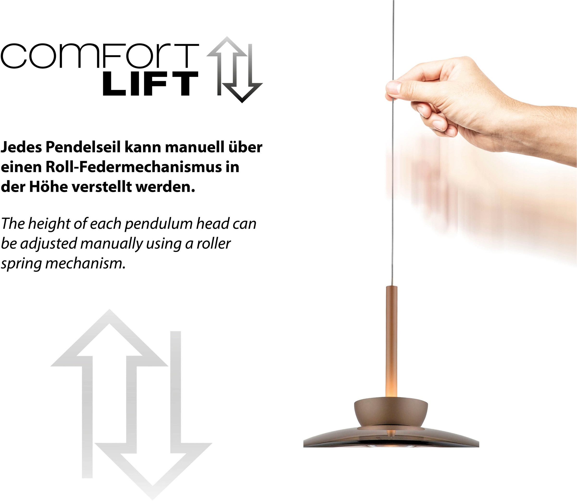 Neuhaus PURE LED Pendelleuchte »PURE Moon« LED-Board 1 Stk. Warmweiß Comfort Lift, dimmfähig über separaten Tronicdimmer
