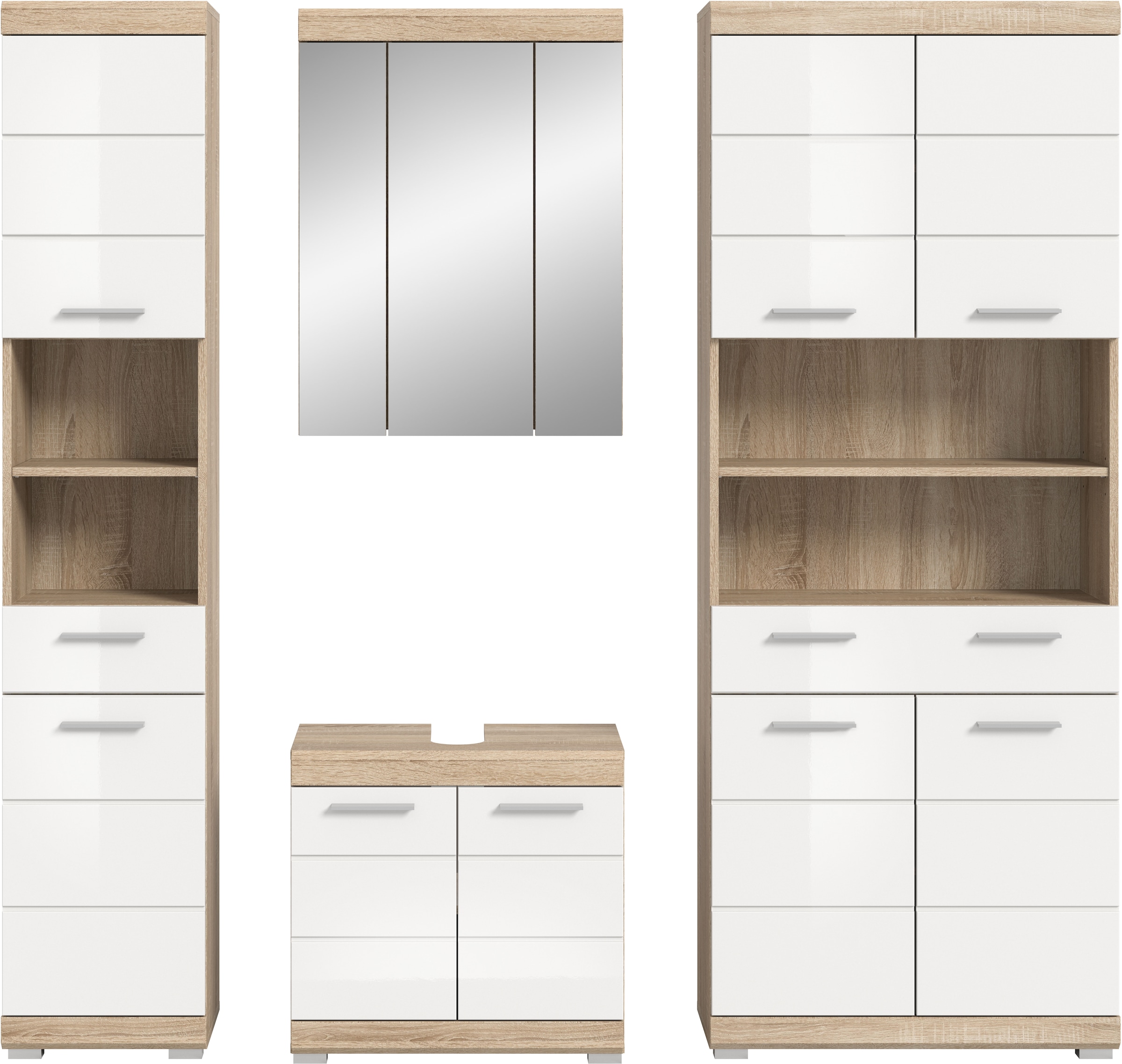 INOSIGN Badmöbel-Set »Siena, 4 teilig, bestehend aus:«, (Set), Hochschrank schmal, WBU, Spiegelschrank, Hochschrank breit
