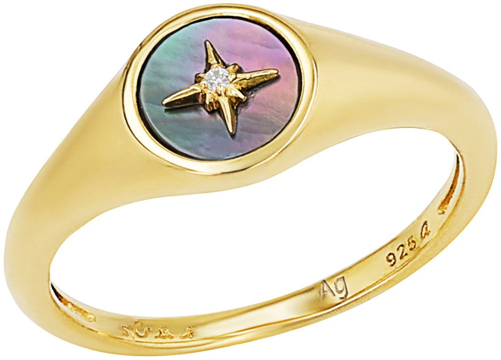 s.Oliver Fingerring »Stern, 2038962/-63/-64/-65«, mit Zirkonia (synth.) - mit Perlmutt