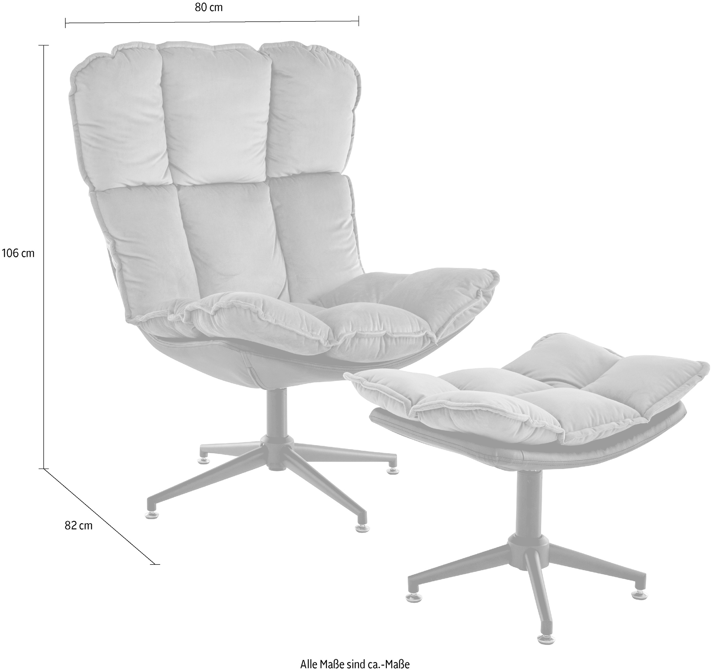 Guido Maria Kretschmer Home&Living Drehsessel »Seet, Polstersessel mit Hocker,«, (2 St.), 360° drehbar, Relaxsessel inkl. Hocker