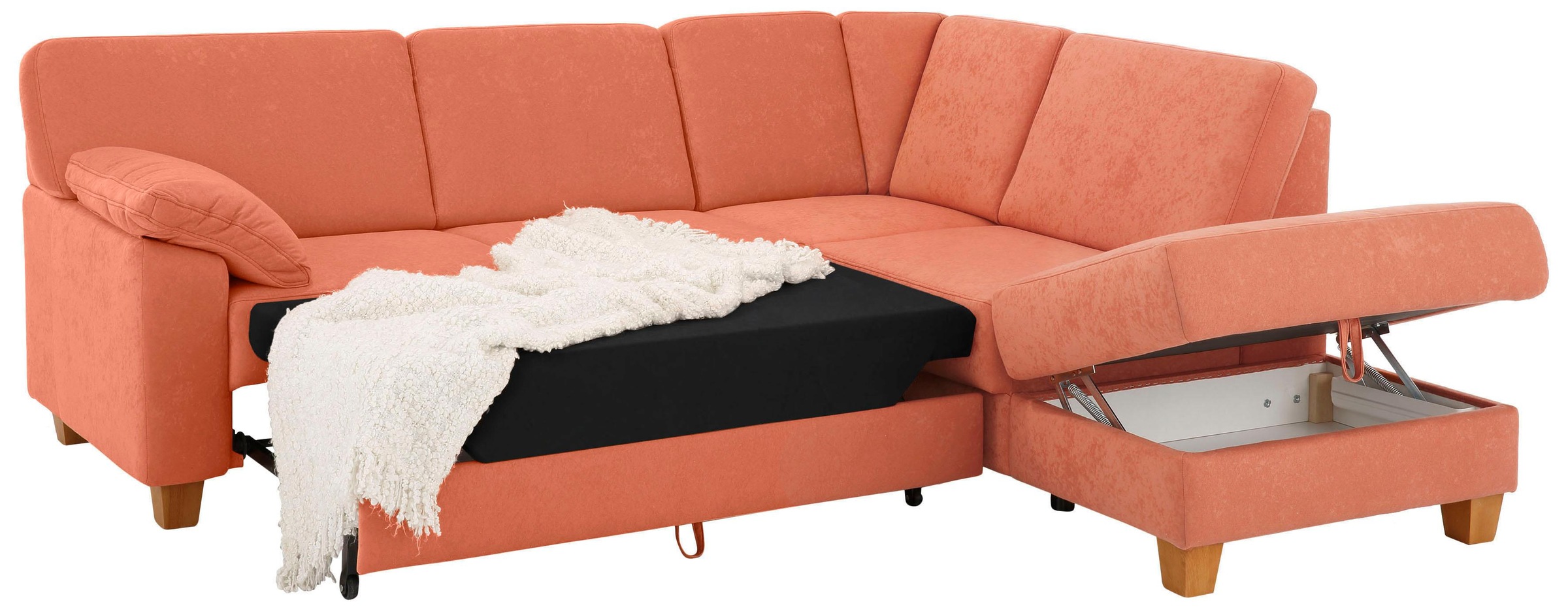 Home affaire Ecksofa »Belfort L-Form«, mit Federkern, wahlweise mit Bettfunktion und Stauraum