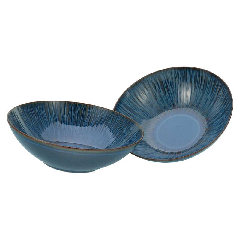 CREATABLE Salatschüssel »Sea Breeze blau, Salatschüssel 24 cm 2er Set« 2 Stk. aus Steinzeug Reaktive intensiv leuchtende Spezialglasur blau