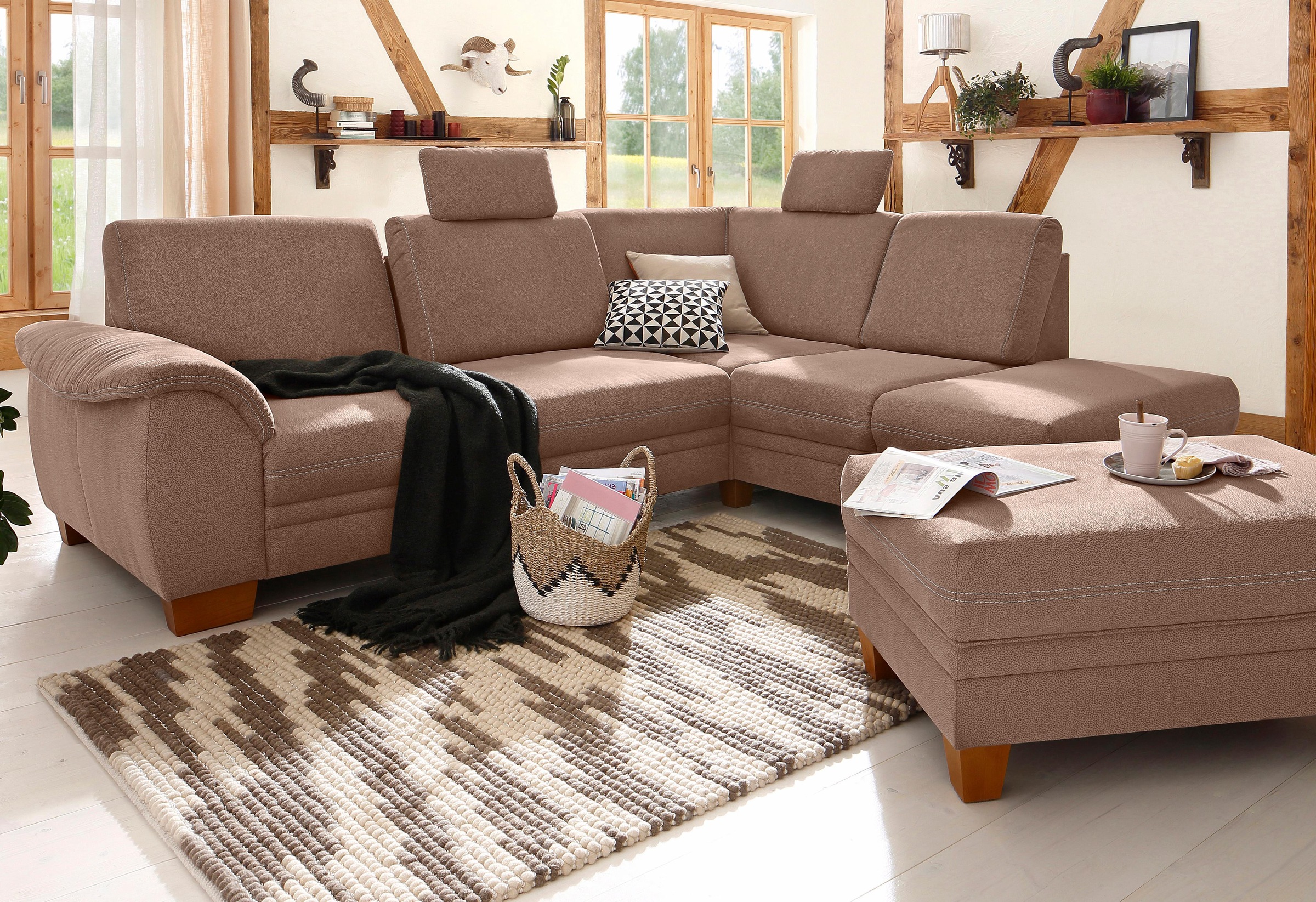 Home affaire Ecksofa »Husum L-Form«, mit Sitztiefenverstellung, Federkern-P günstig online kaufen