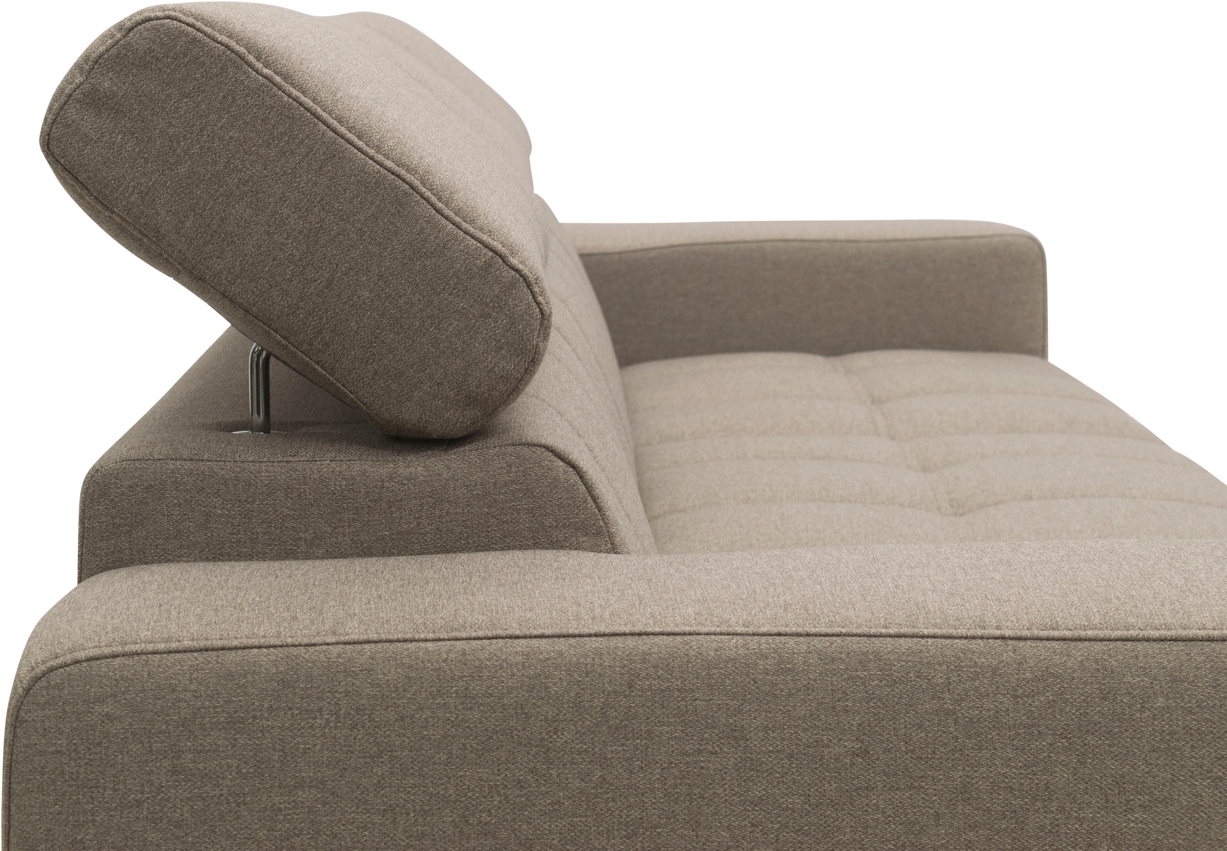 DOMO collection Ecksofa »Trento L-Form, mit Kufenfuß oder Einzelfuß«, wahlweise mit Kopfteilverstellung, Recamiere links/rechts bestellbar