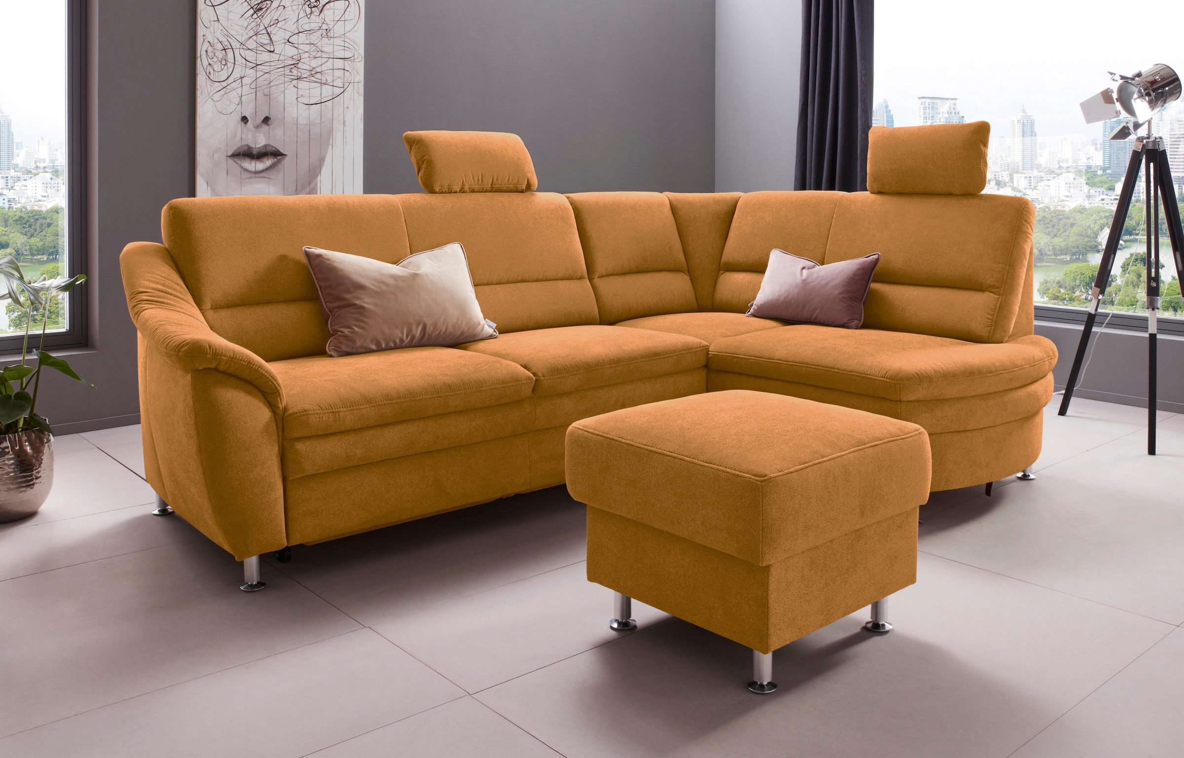 Places of Style Ecksofa "Cardoso L-Form", Federkern, wahlweise mit Bett, Sc günstig online kaufen